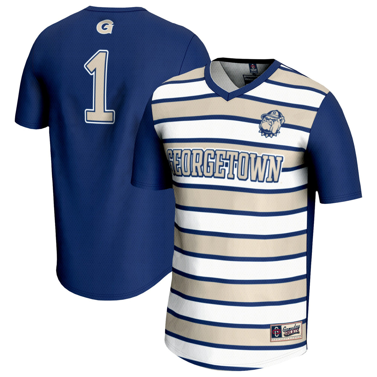 #1 Georgetown Hoyas GameDay Greats Unisex Lightweight Soccer Fashion Jersey - Navy | Stitched College Jersey TJS72316
