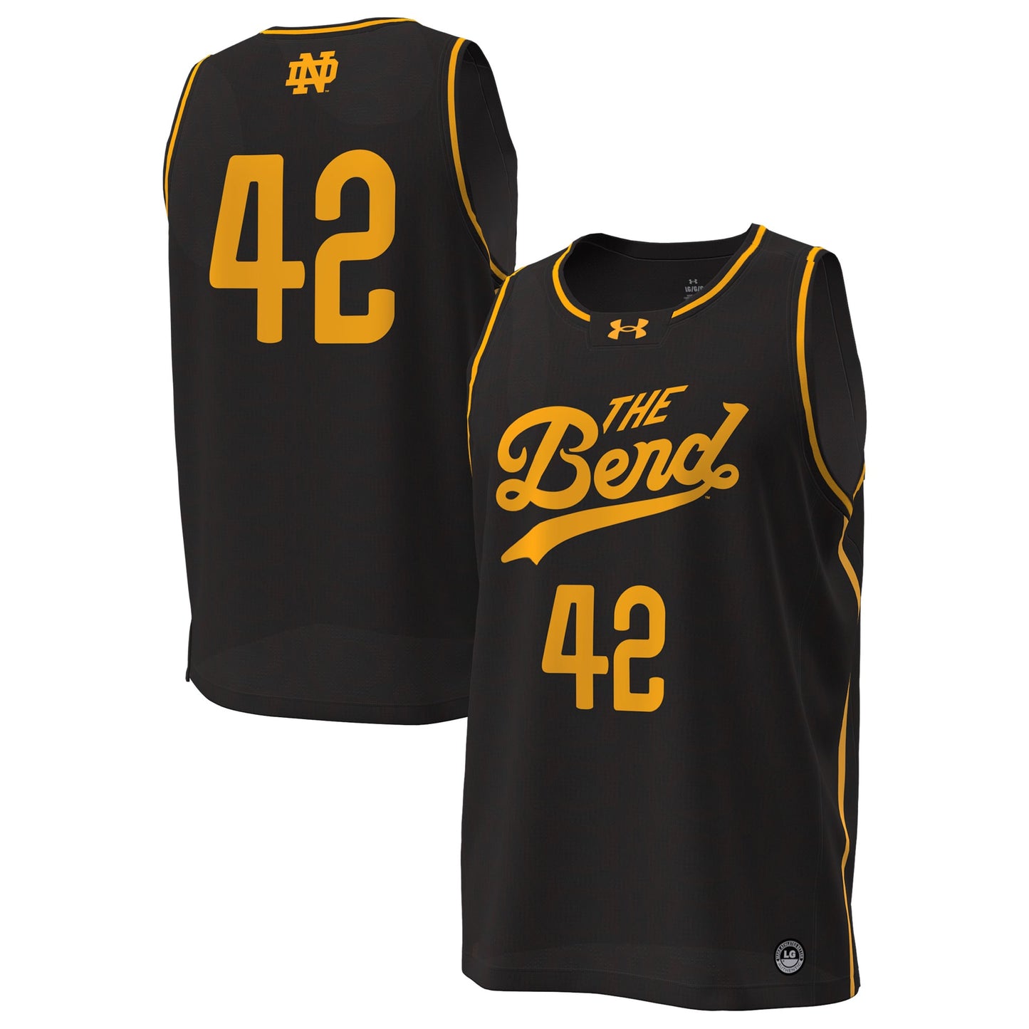 #42 Notre Dame Fighting Irish The Bend Replica Basketball Jersey - Black | Stitched College Jersey TJS72216