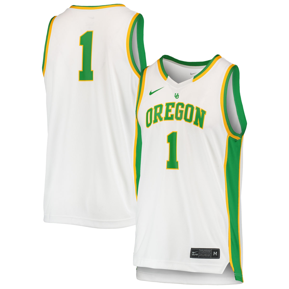 #1 Oregon Ducks Unisex Women's Basketball Throwback Replica Jersey - White | Stitched College Jersey TJS72207