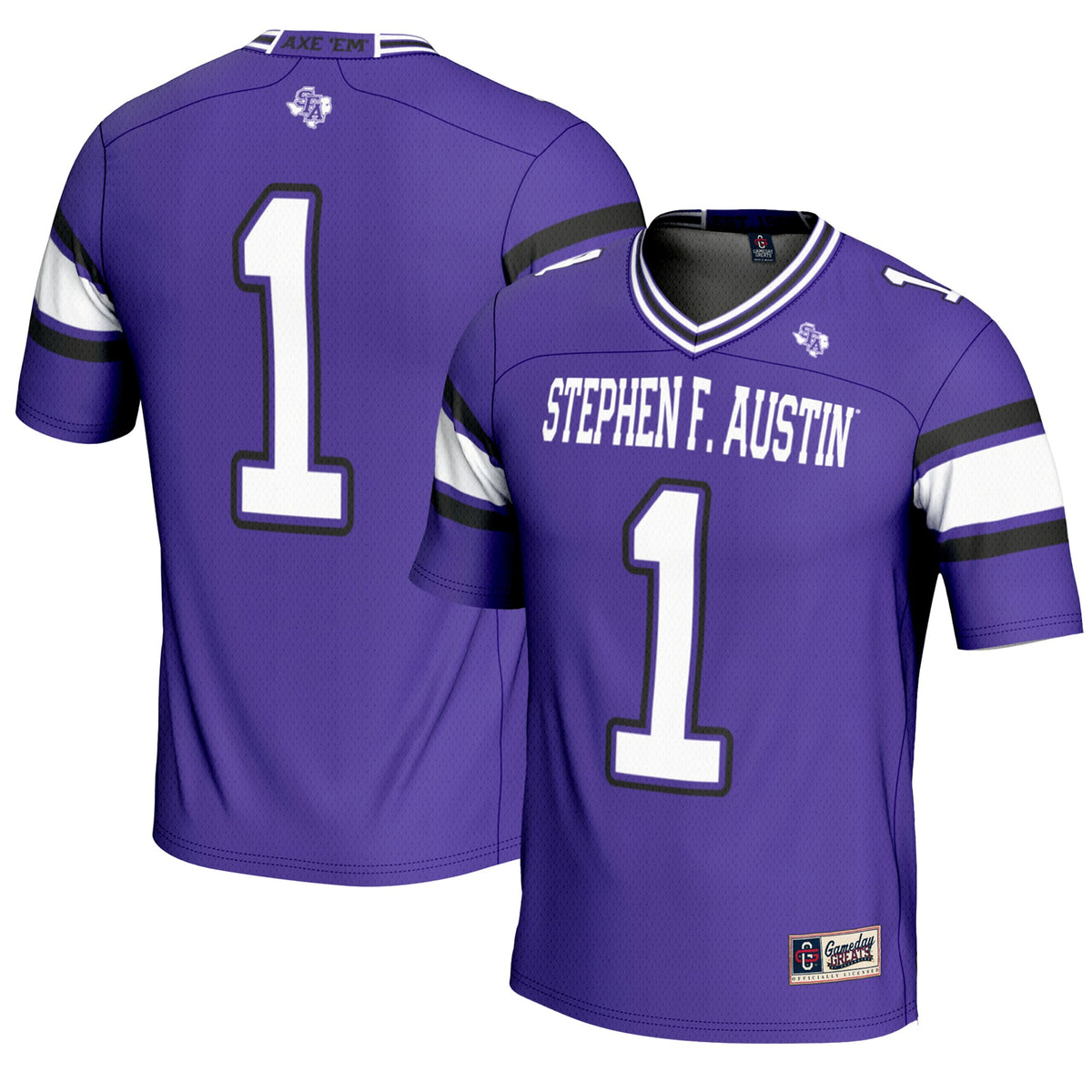 #1 Stephen F Austin Lumberjacks GameDay Greats Endzone Football Jersey - Purple | Stitched College Jersey TJS72353