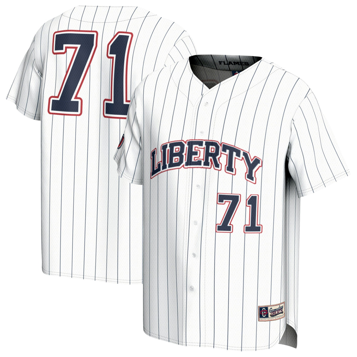 #71 Liberty Flames GameDay Greats Adult Lightweight Collegiate Baseball Fashion Jersey - White | Stitched College Jersey TJS72338