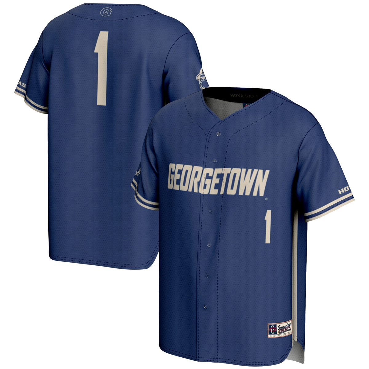 #1 Georgetown Hoyas GameDay Greats Lightweight Baseball Fashion Jersey - Navy | Stitched College Jersey TJS72349