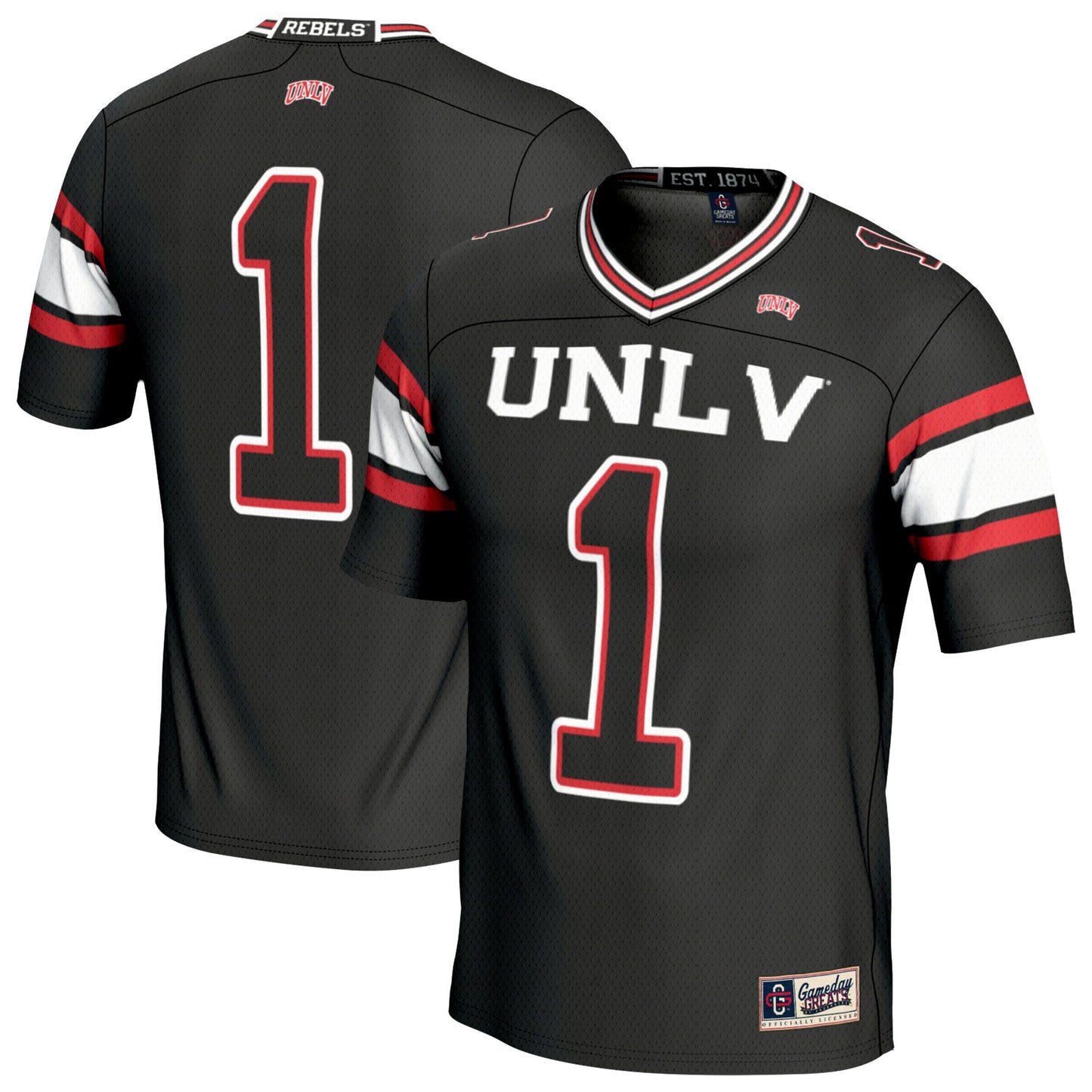 #1 UNLV Rebels GameDay Greats Unisex Lightweight Football Fashion Jersey - Black | Stitched College Jersey TJS72593