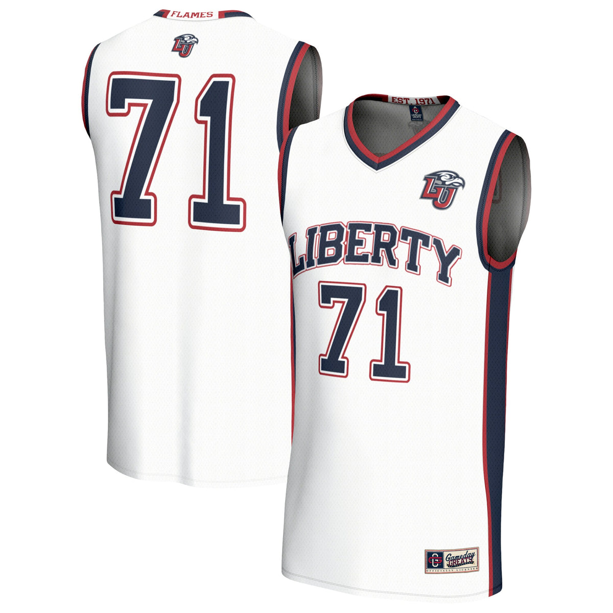 #71 Liberty Flames GameDay Greats Unisex Lightweight Basketball Fashion Jersey - White | Stitched College Jersey TJS72401