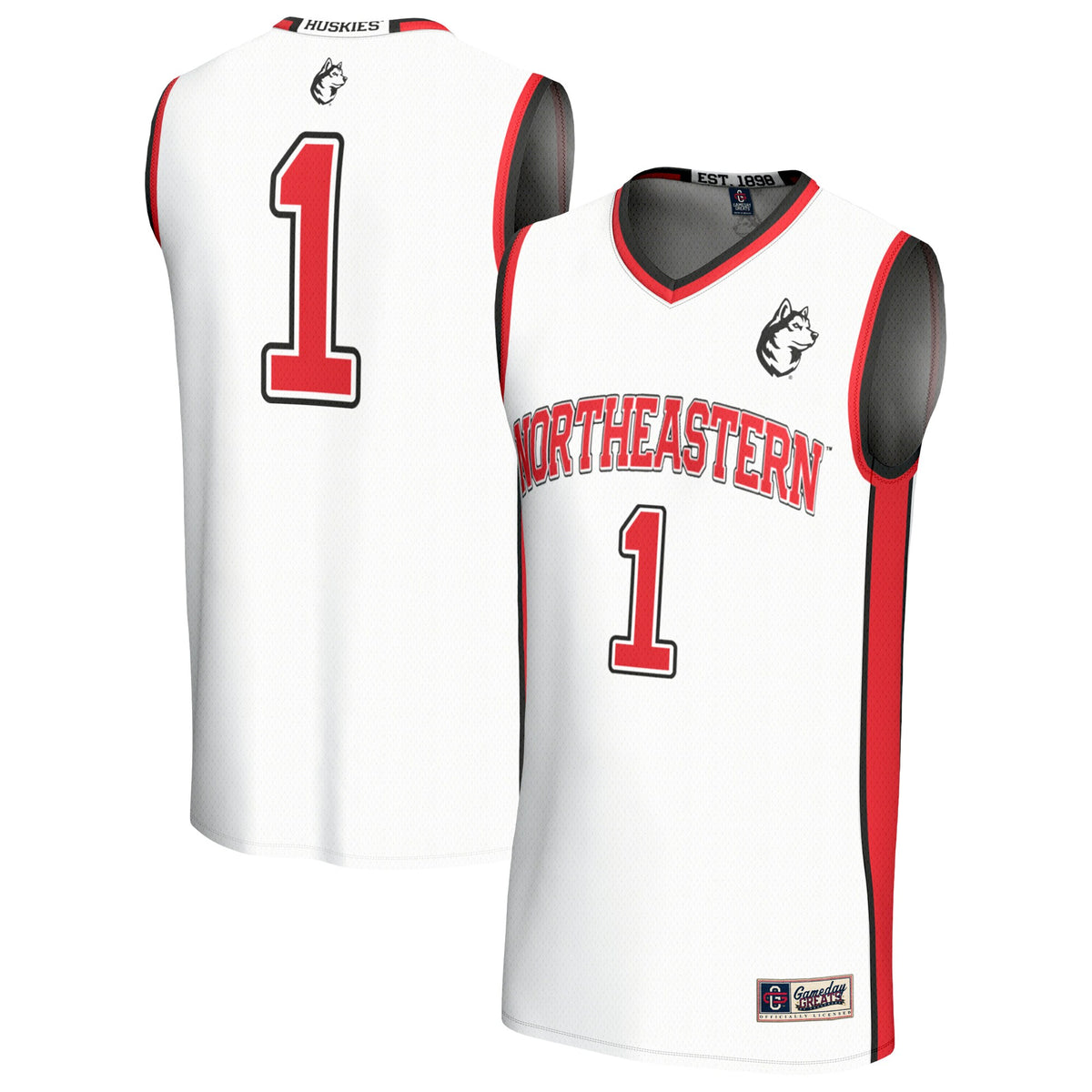 #1 Northeastern Huskies GameDay Greats Unisex Lightweight Collegiate Basketball Fashion Jersey - White | Stitched College Jersey TJS72906
