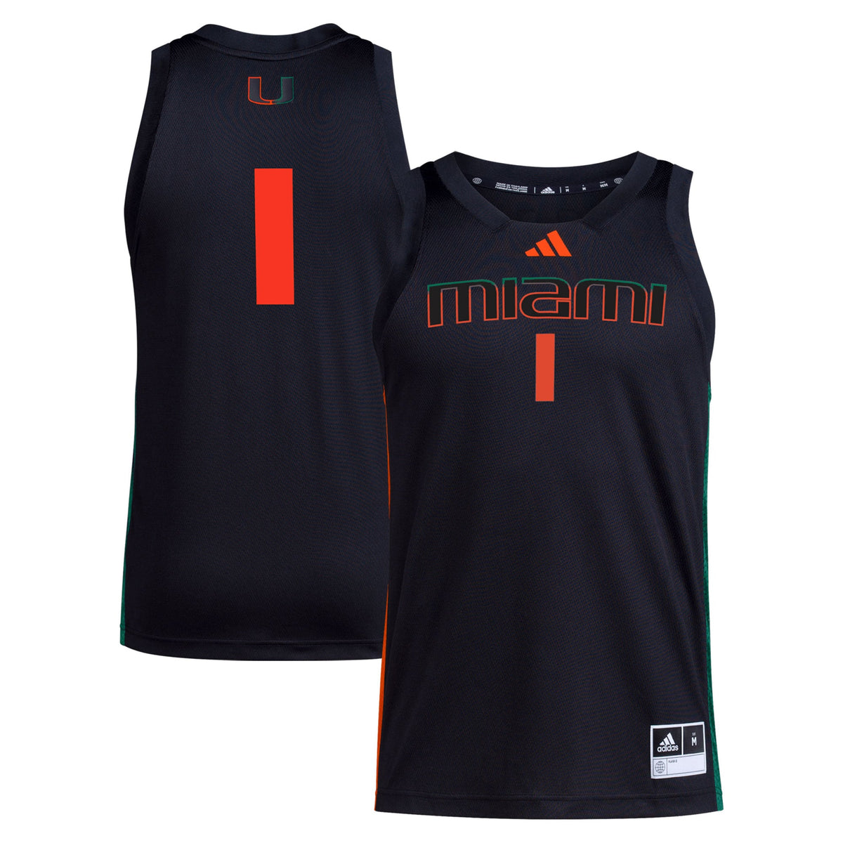 #1 Miami Hurricanes Swingman Jersey - Black | Stitched College Jersey TJS72815