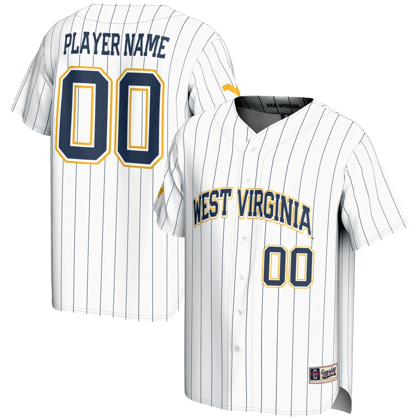 West Virginia Mountaineers GameDay Greats Pick-A-Player Lightweight Baseball Jersey - White | Stitched College Jersey TJS73011