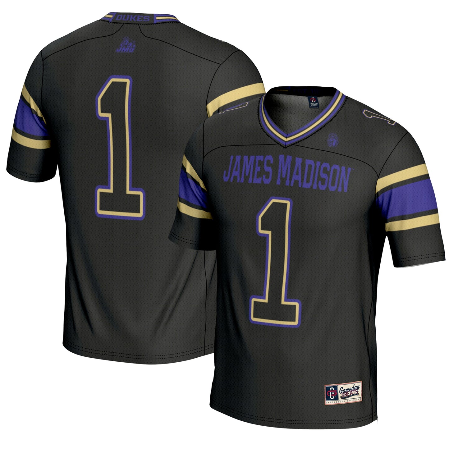 #1 James Madison Dukes GameDay Greats Endzone Football Jersey - Black | Stitched College Jersey TJS72952