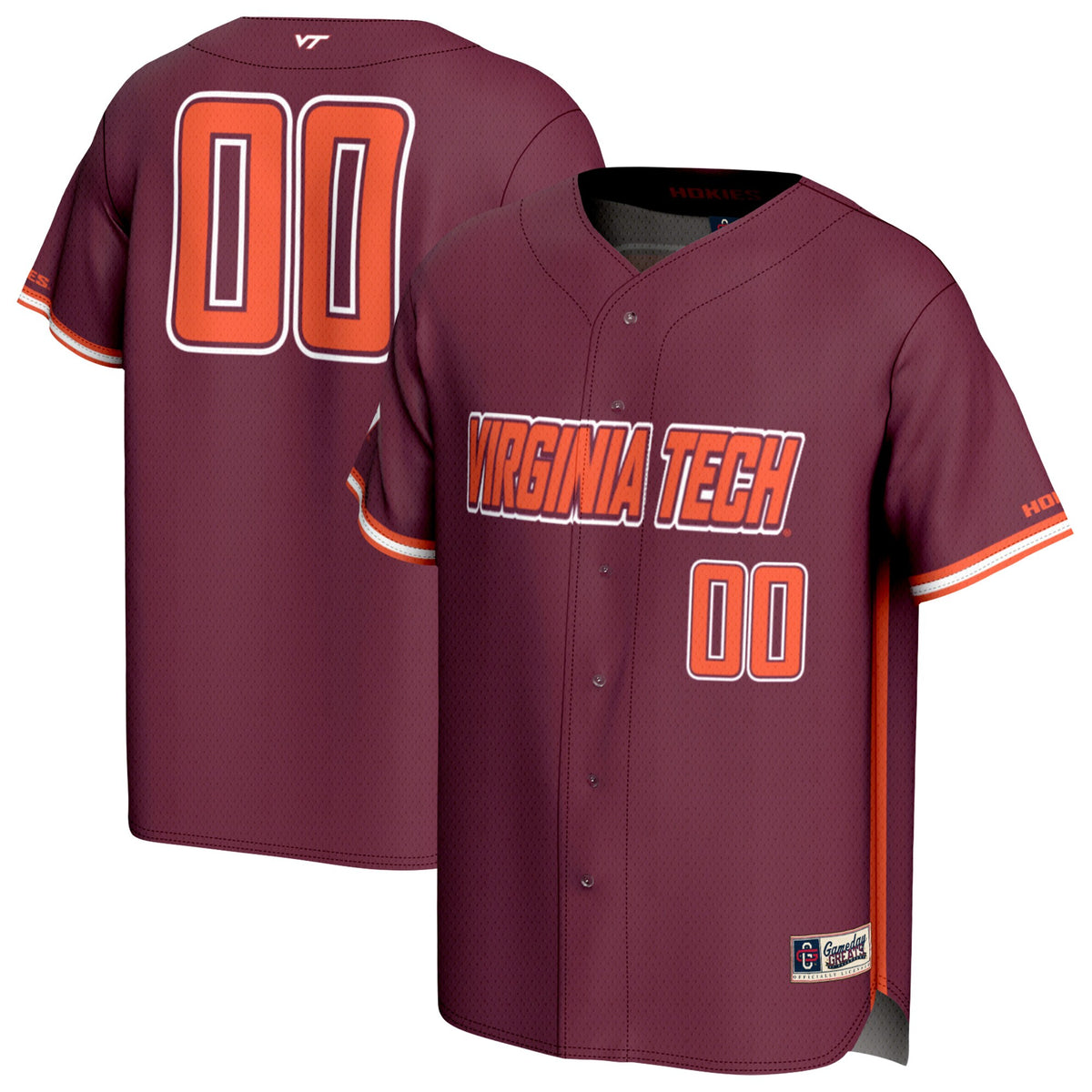 #00 Virginia Tech Hokies GameDay Greats Adult Lightweight Collegiate Baseball Fashion Jersey - Maroon | Stitched College Jersey TJS72904