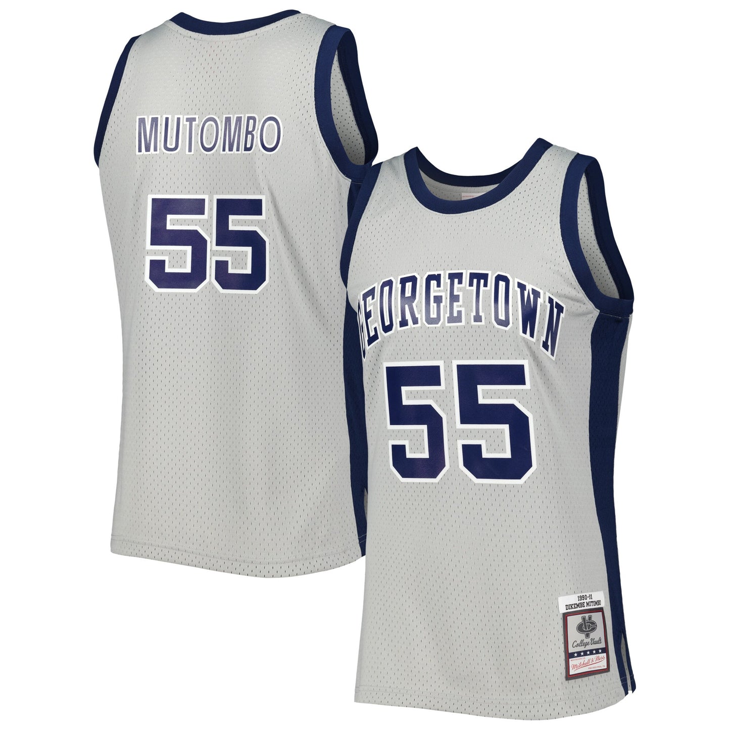 Dikembe Mutombo Georgetown Hoyas M & N 1990/91 Swingman Jersey - Gray | Stitched College Jersey TJS72860
