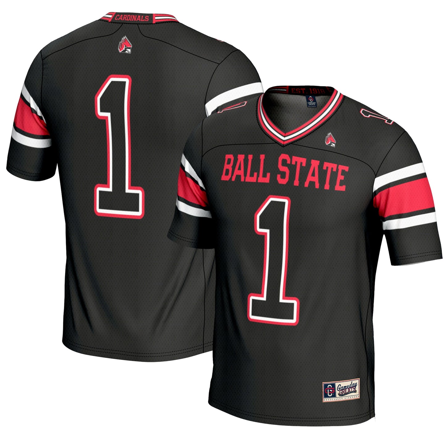 #1 Ball State Cardinals GameDay Greats Endzone Football Jersey - Black | Stitched College Jersey TJS72808