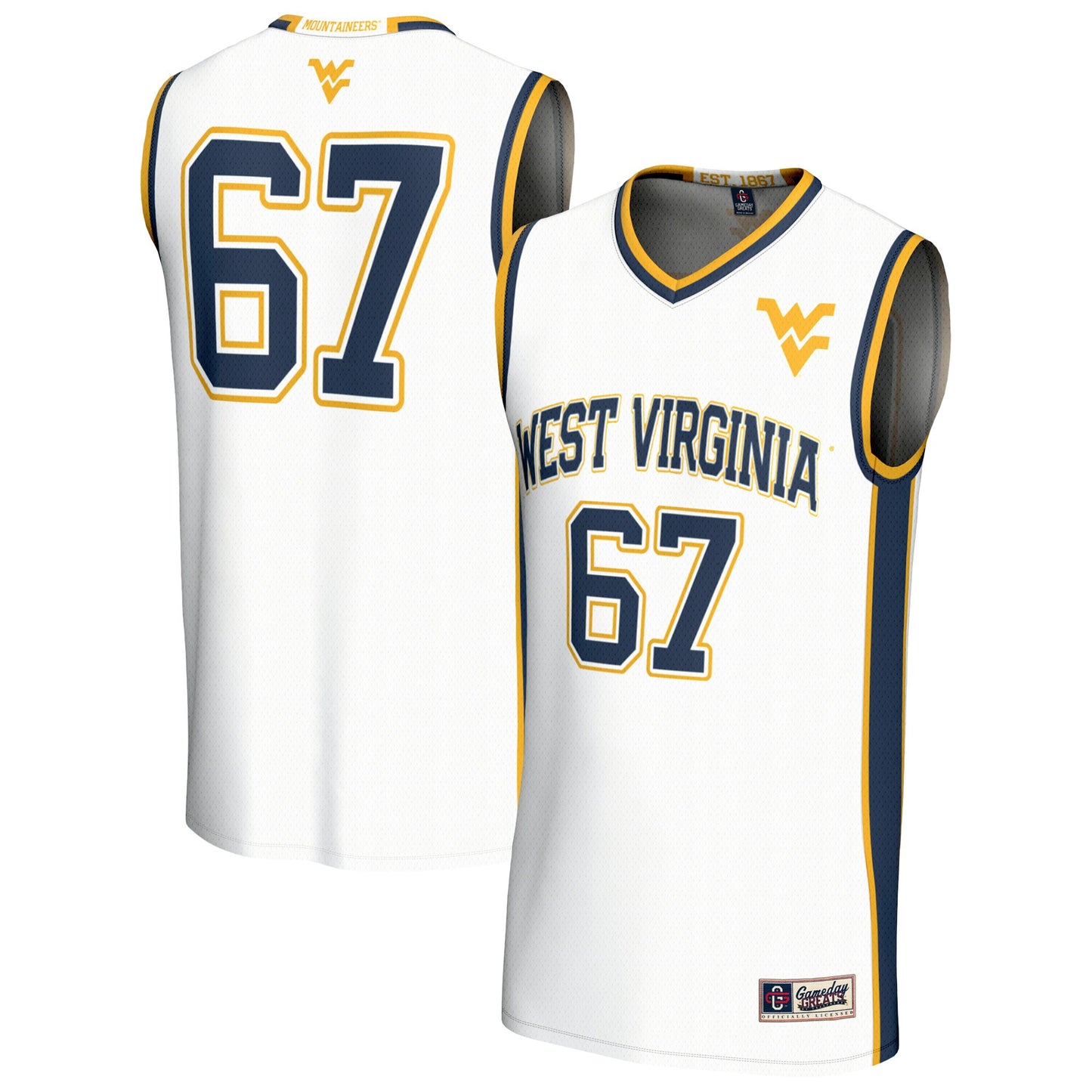West Virginia Mountaineers GameDay Greats Unisex Lightweight Collegiate Basketball Fashion Jersey - White | Stitched College Jersey TJS72945