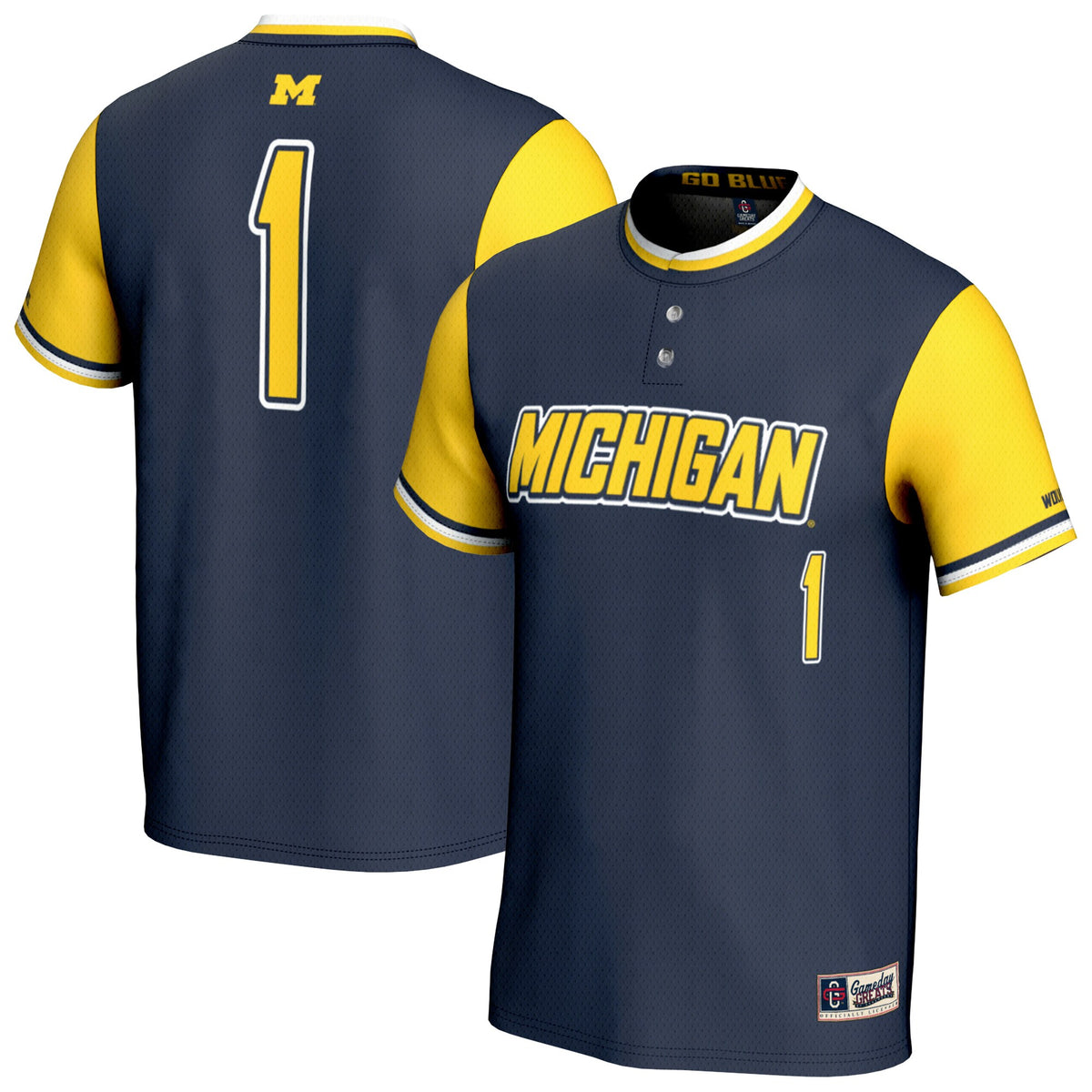 Michigan Wolverines GameDay Greats Unisex Lightweight Collegiate Softball Fashion Jersey - Navy | Stitched College Jersey TJS72772