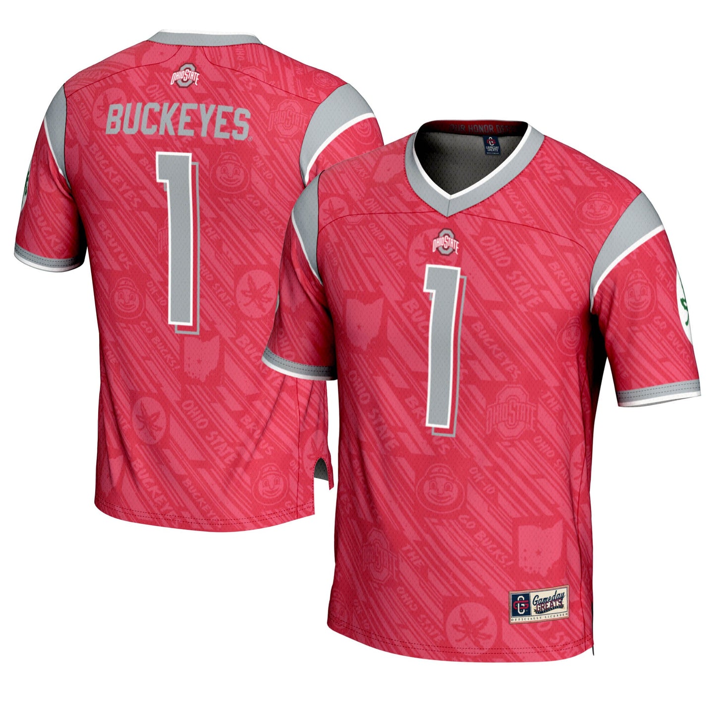 Ohio State Buckeyes #1 GameDay Greats Scarlet Highlight Print Football Fashion Jersey | Stitched College Jersey TJS73053