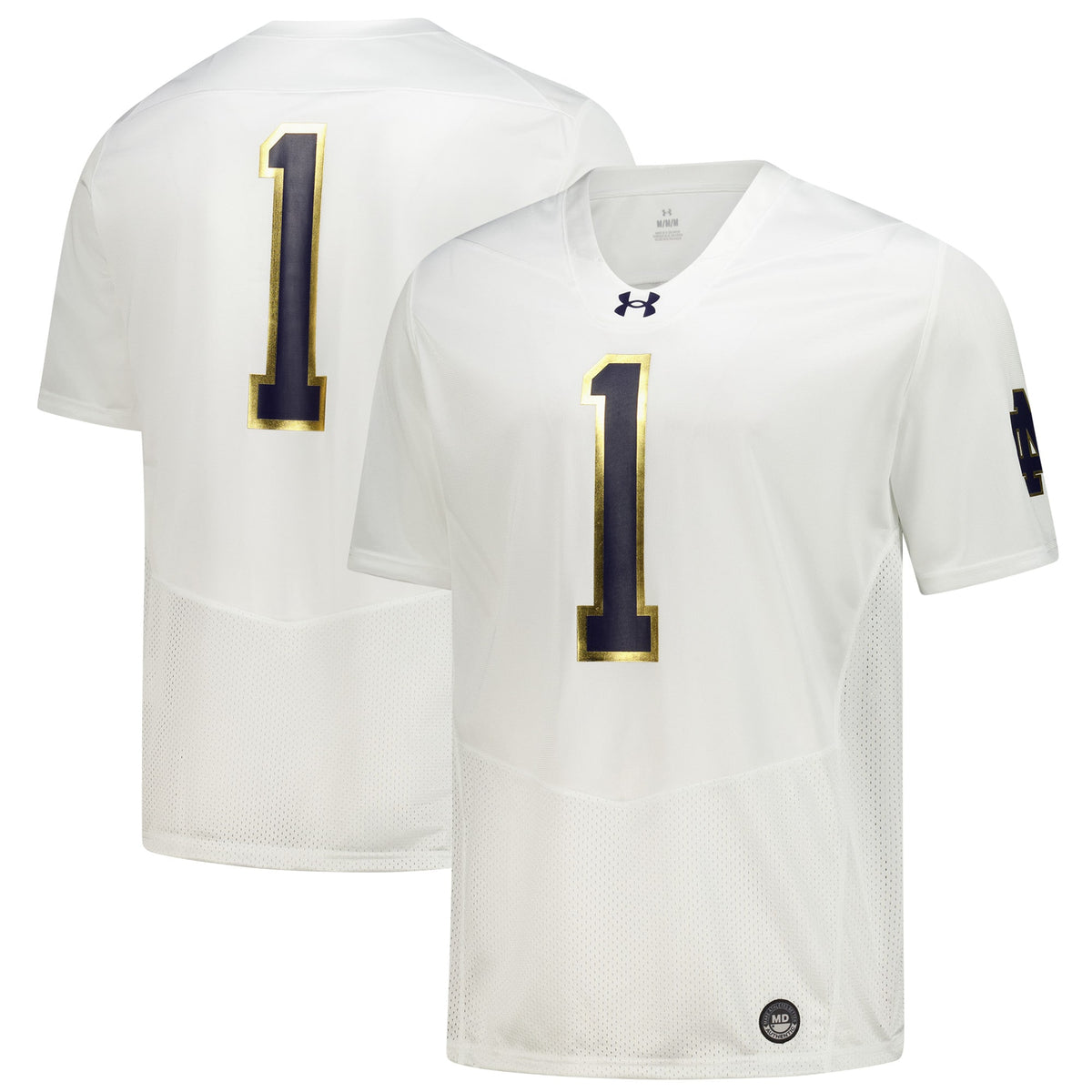Notre Dame Fighting Irish #1 Replica Football Jersey - White | Stitched College Jersey TJS73247