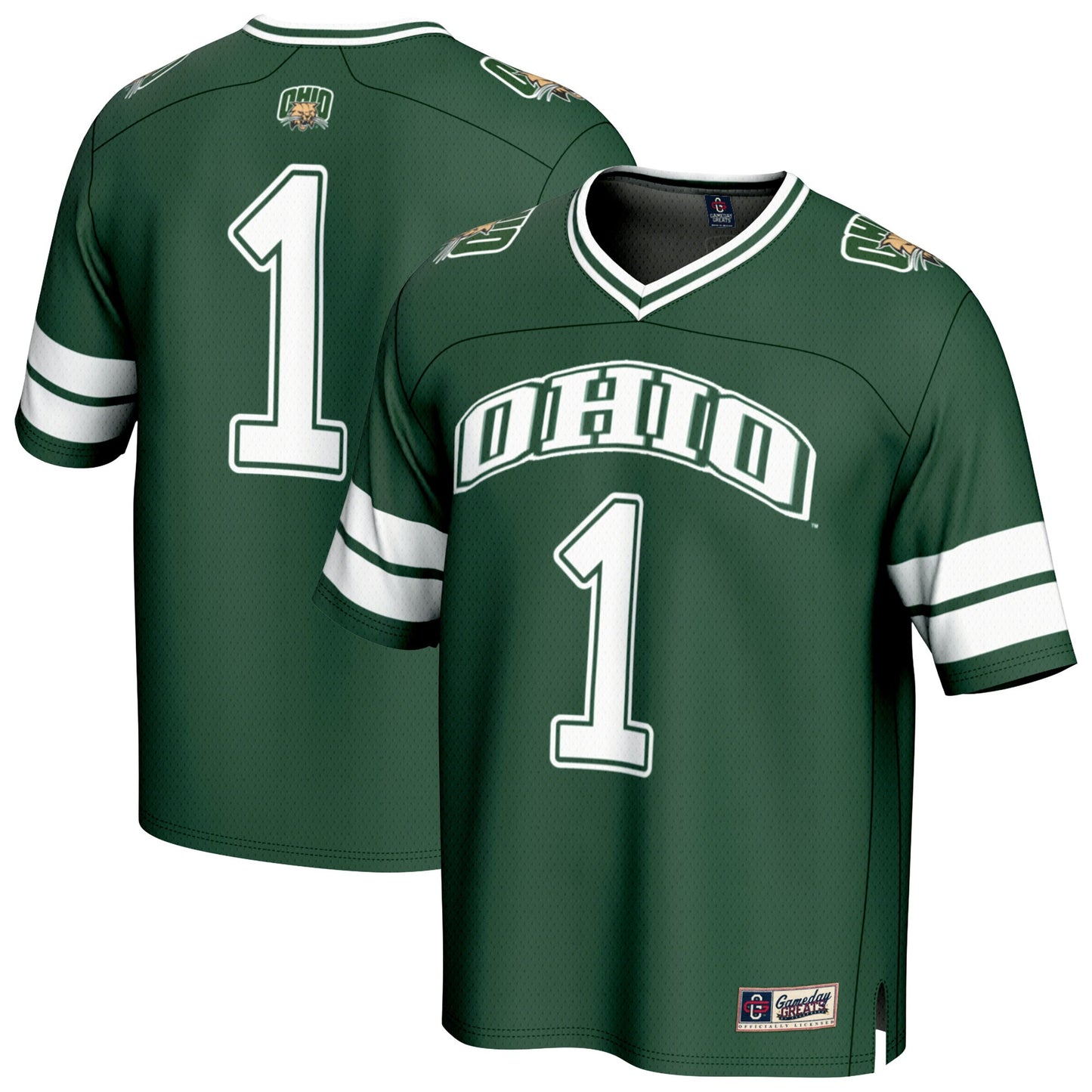 #1 Ohio Bobcats GameDay Greats Lightweight Collegiate Football Fashion Jersey - Green | Stitched College Jersey TJS73152