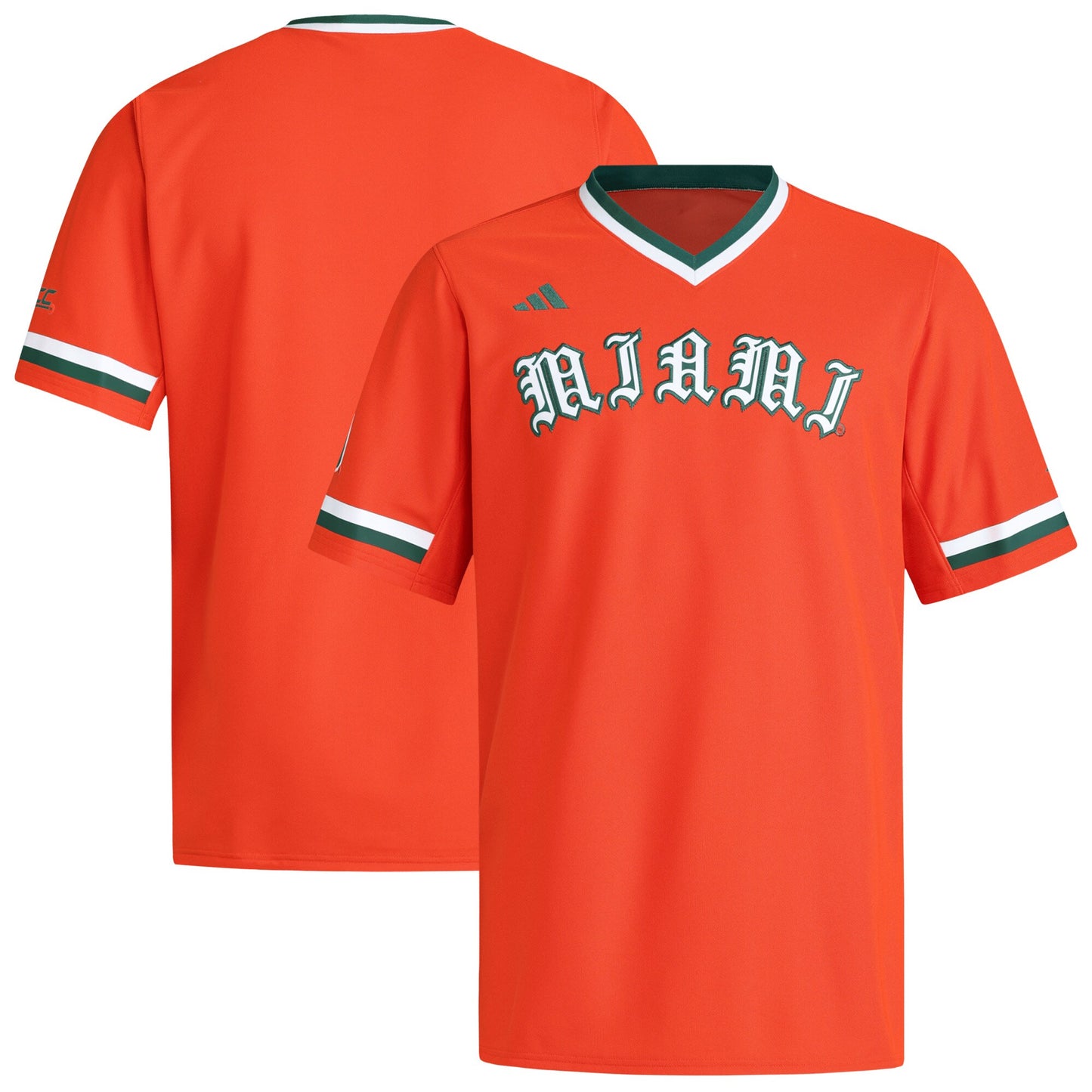Miami Hurricanes V-Neck Baseball Jersey - Orange | Stitched College Jersey TJS73314