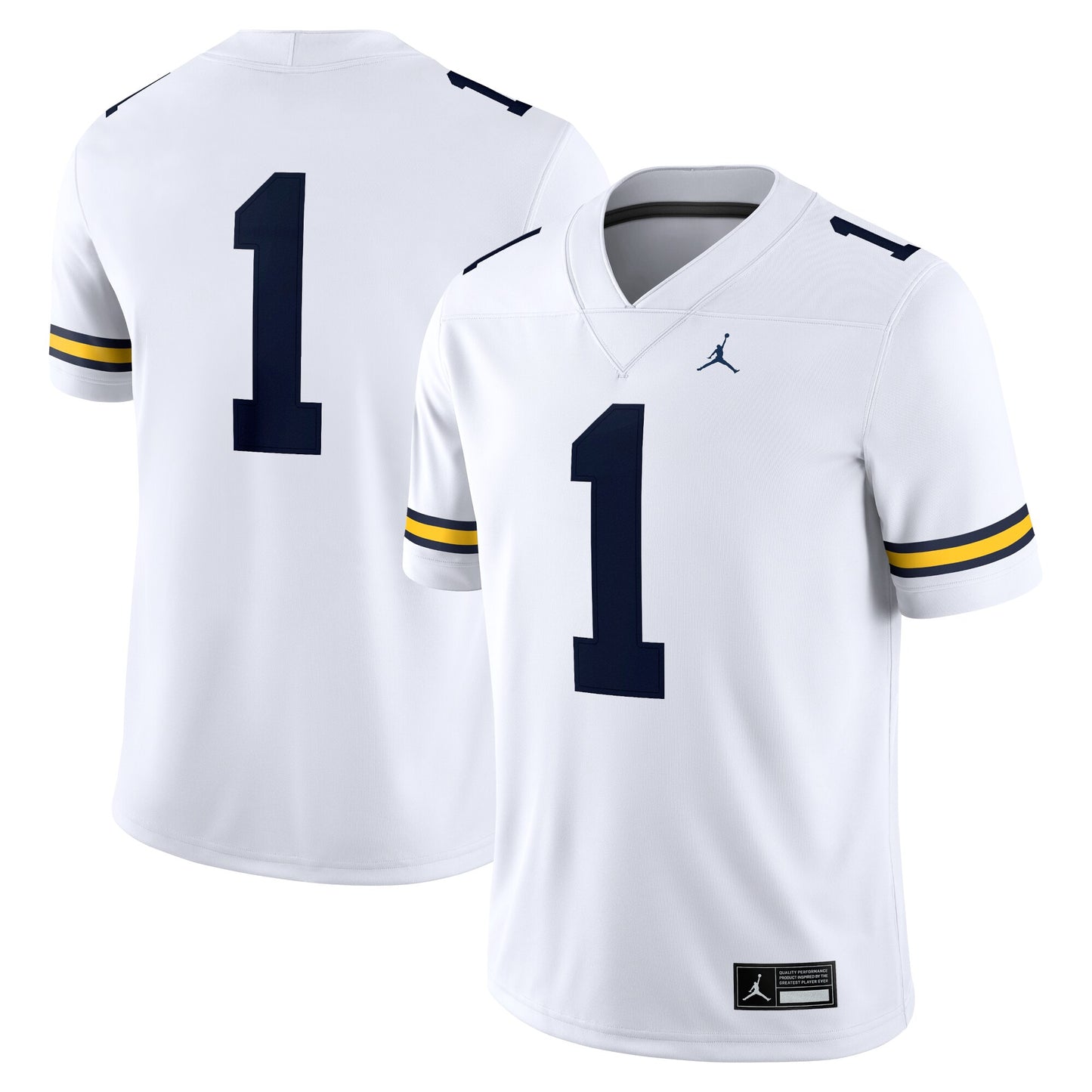 #1 Michigan Wolverines Game Jersey - White | Stitched College Jersey TJS73503