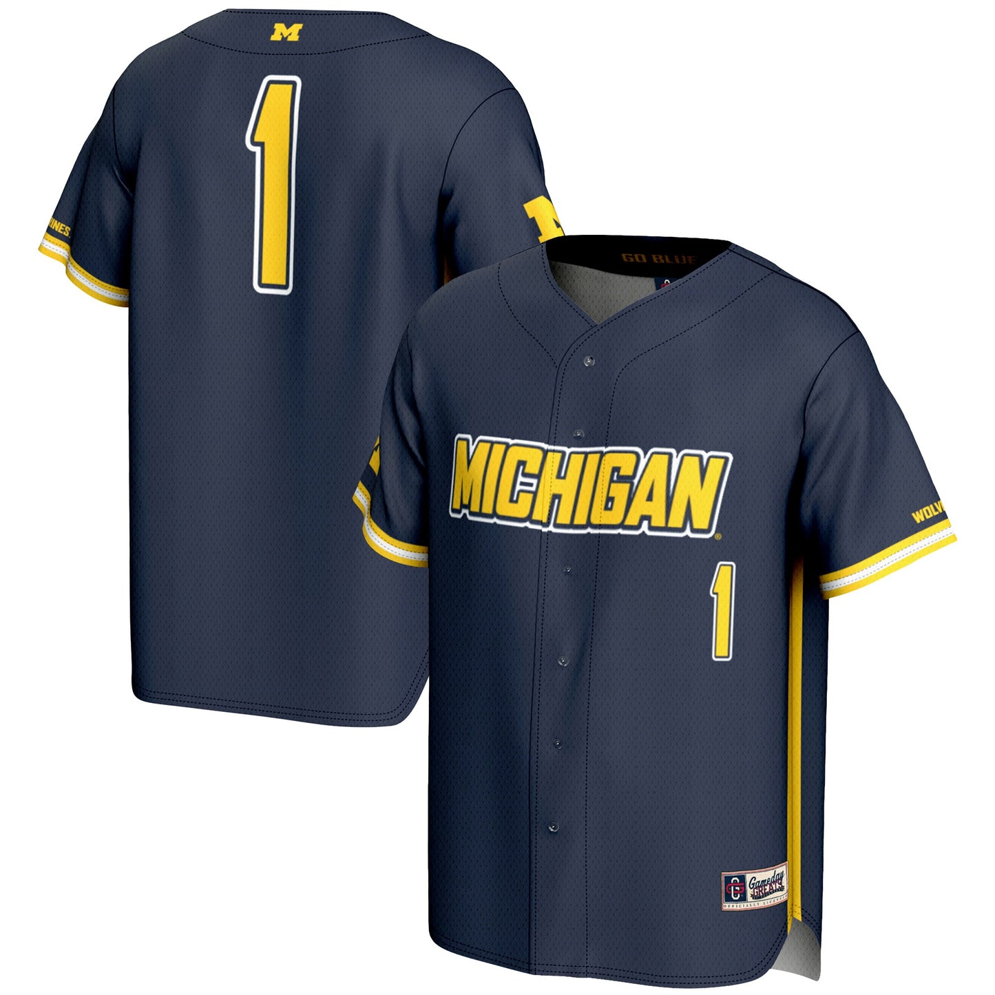 #1 Michigan Wolverines GameDay Greats Lightweight Baseball Fashion Jersey - Navy | Stitched College Jersey TJS73490