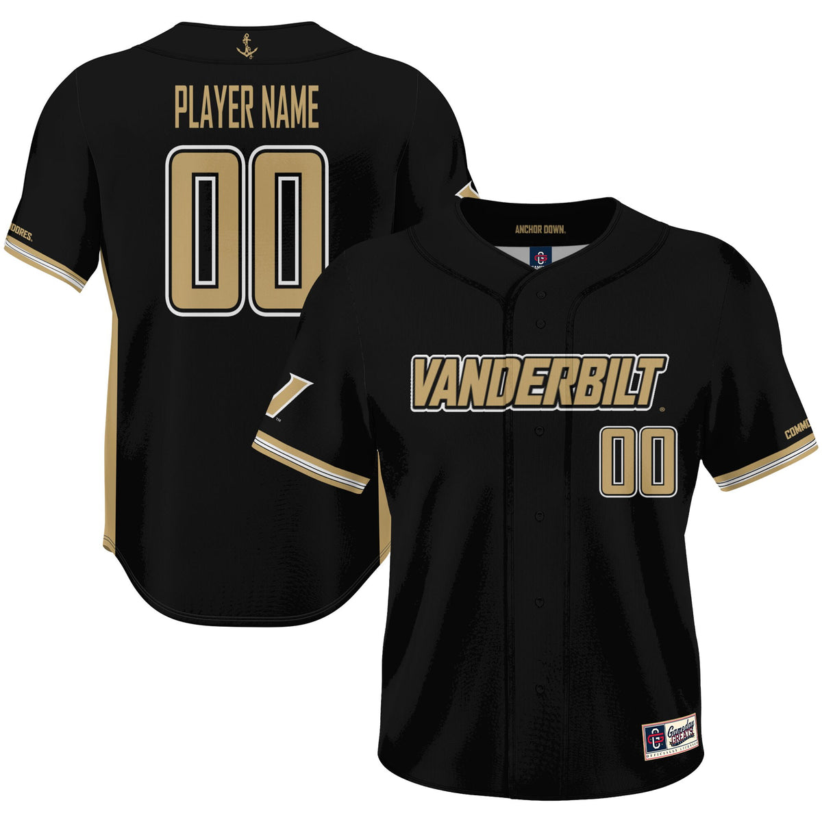 Vanderbilt Commodores GameDay Greats Pick-A-Player Lightweight Baseball Jersey - Black | Stitched College Jersey TJS73454