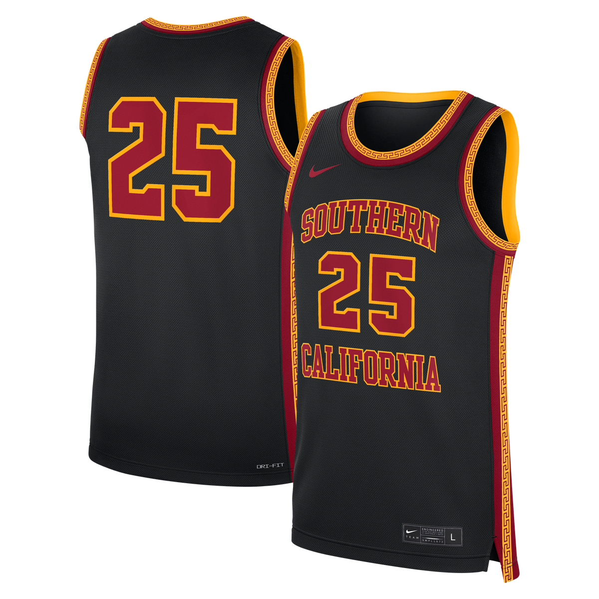 #25 USC Trojans Alternate Replica Basketball Jersey - Black | Stitched College Jersey TJS73422
