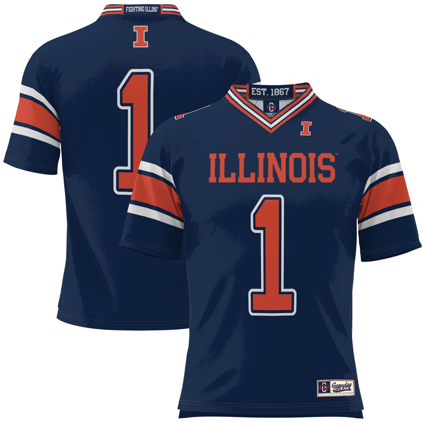 #1 Illinois Fighting Illini GameDay Greats Football Jersey - Navy | Stitched College Jersey TJS73544