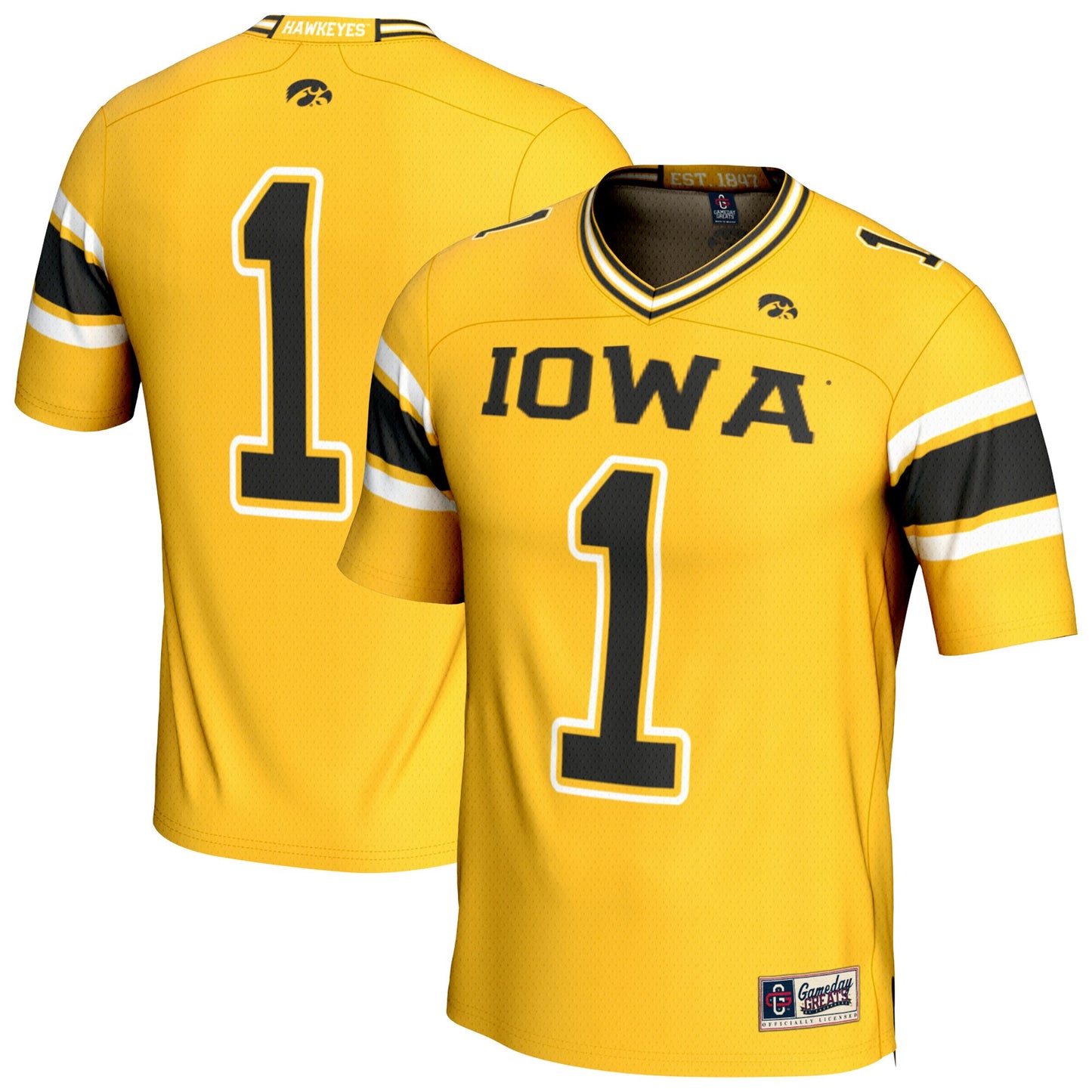 Iowa Hawkeyes GameDay Greats Unisex Lightweight Collegiate Football Fashion Jersey - Gold | Stitched College Jersey TJS73680