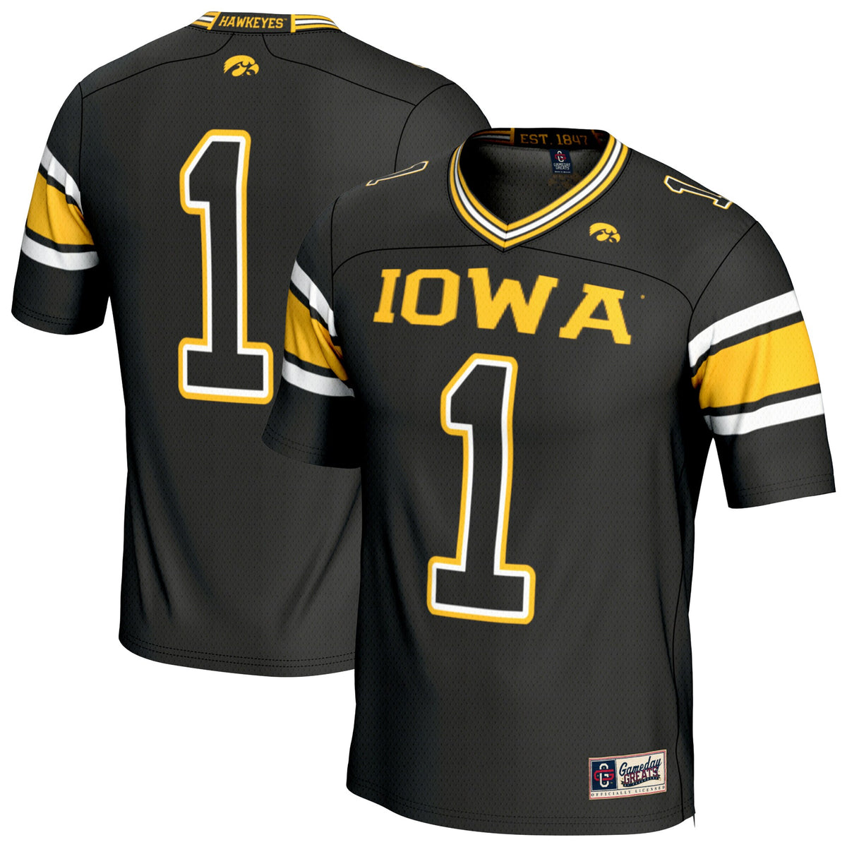 Iowa Hawkeyes GameDay Greats Unisex Lightweight Collegiate Football Fashion Jersey - Black | Stitched College Jersey TJS73639