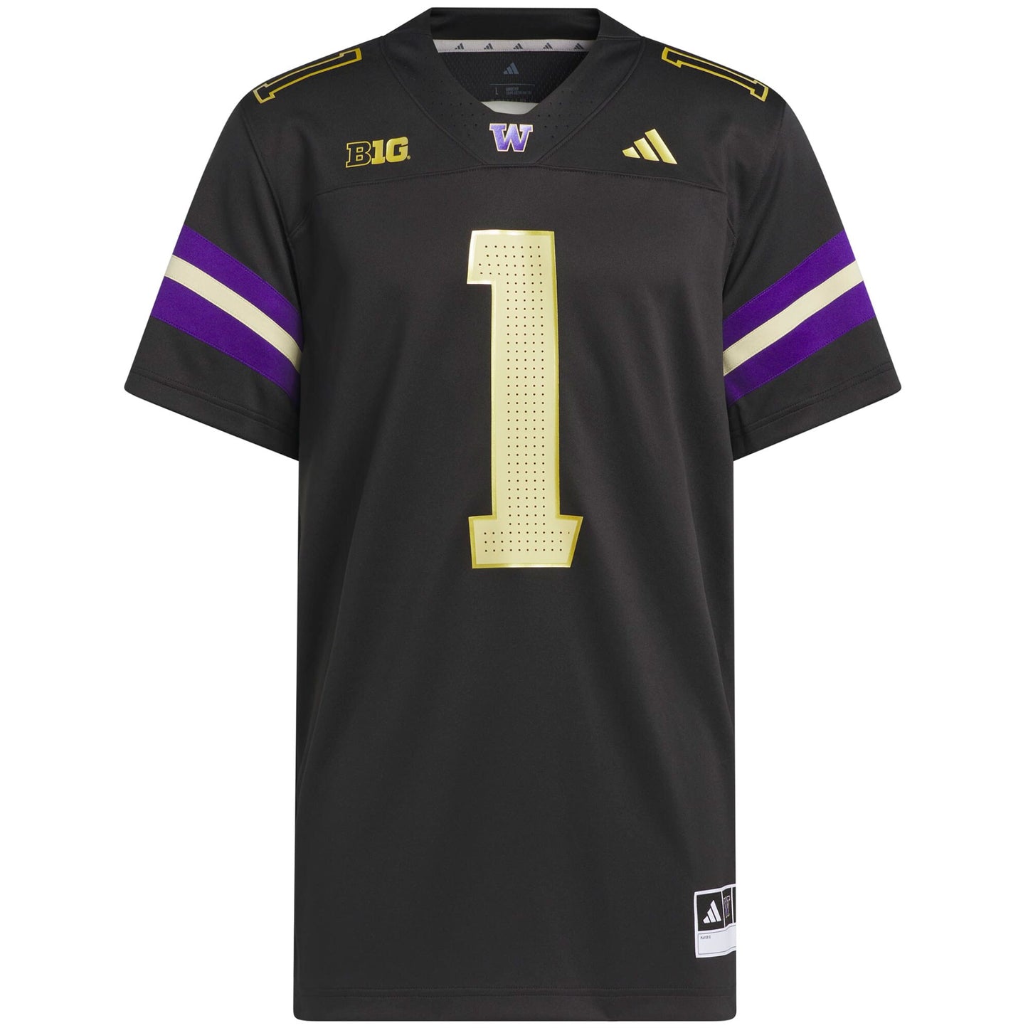 #1 Washington Huskies Premier Strategy Jersey - Black | Stitched College Jersey TJS73955