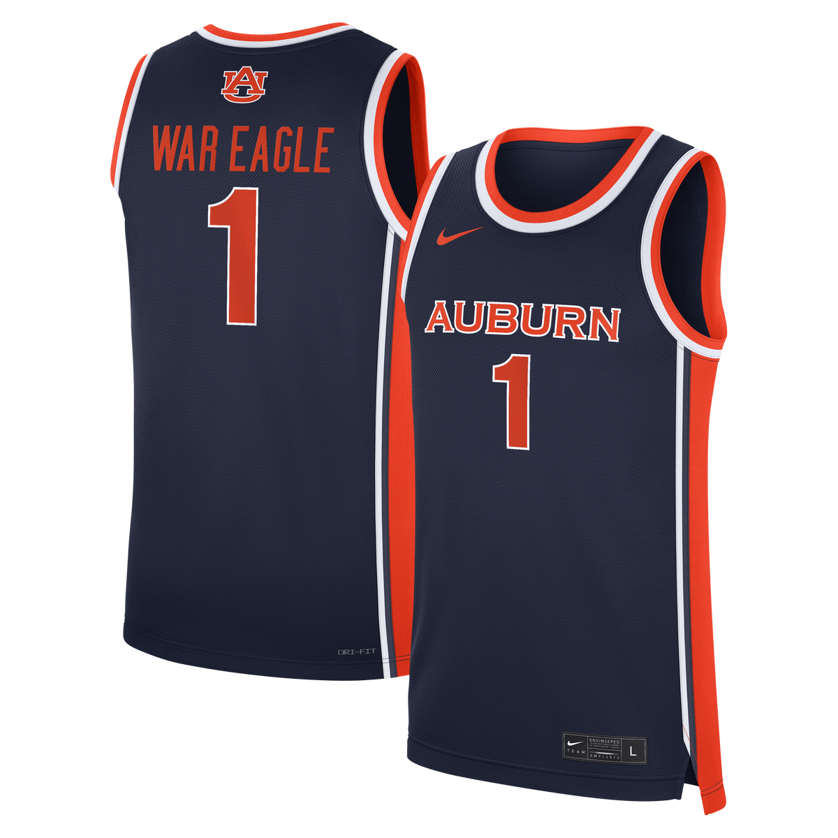 Auburn Tigers #1 Road War Eagle Replica Basketball Jersey - Navy | Stitched College Jersey TJS73948