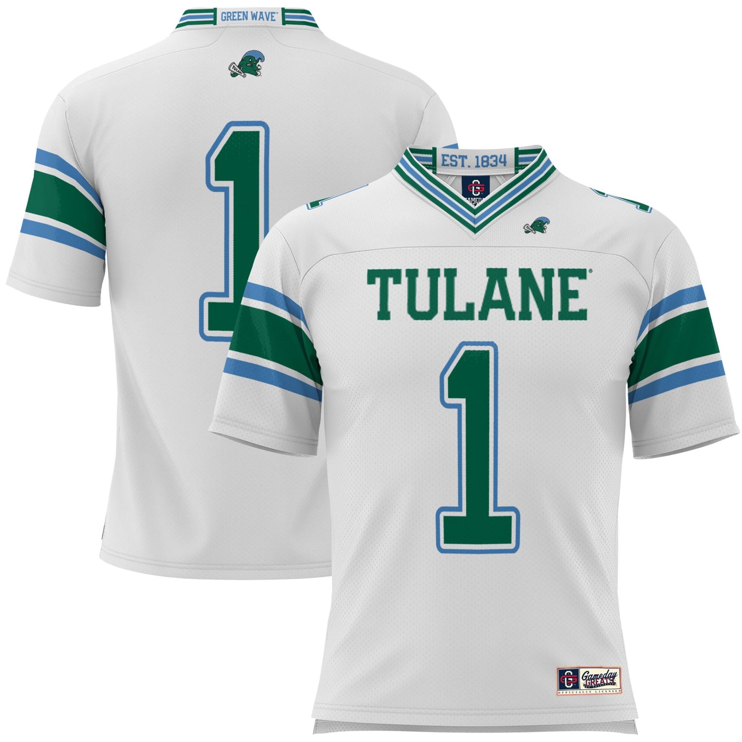 #1 Tulane Green Wave GameDay Greats Football Jersey - White | Stitched College Jersey TJS73657