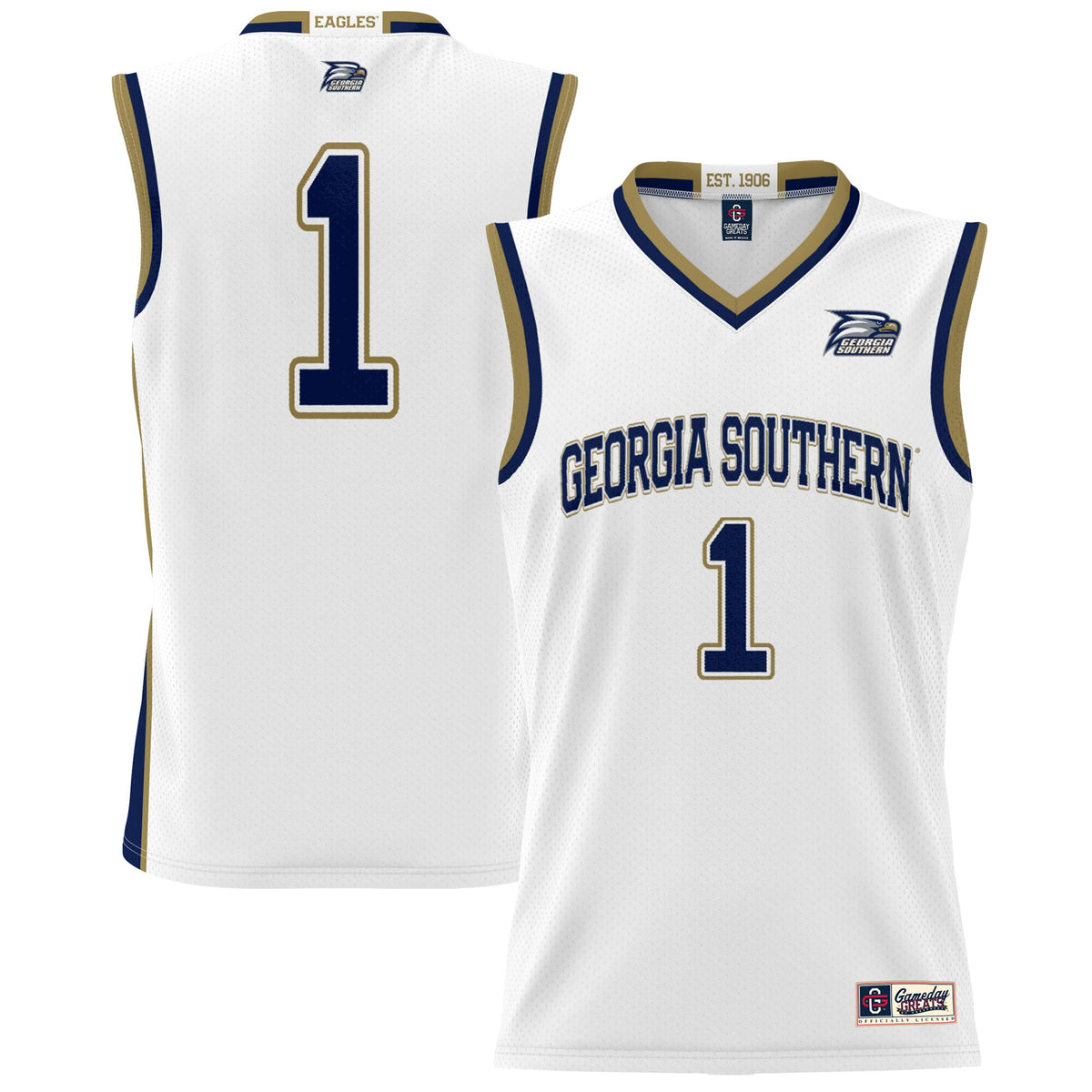 #1 Georgia Southern Eagles GameDay Greats Unisex Lightweight Basketball Jersey - White | Stitched College Jersey TJS74001