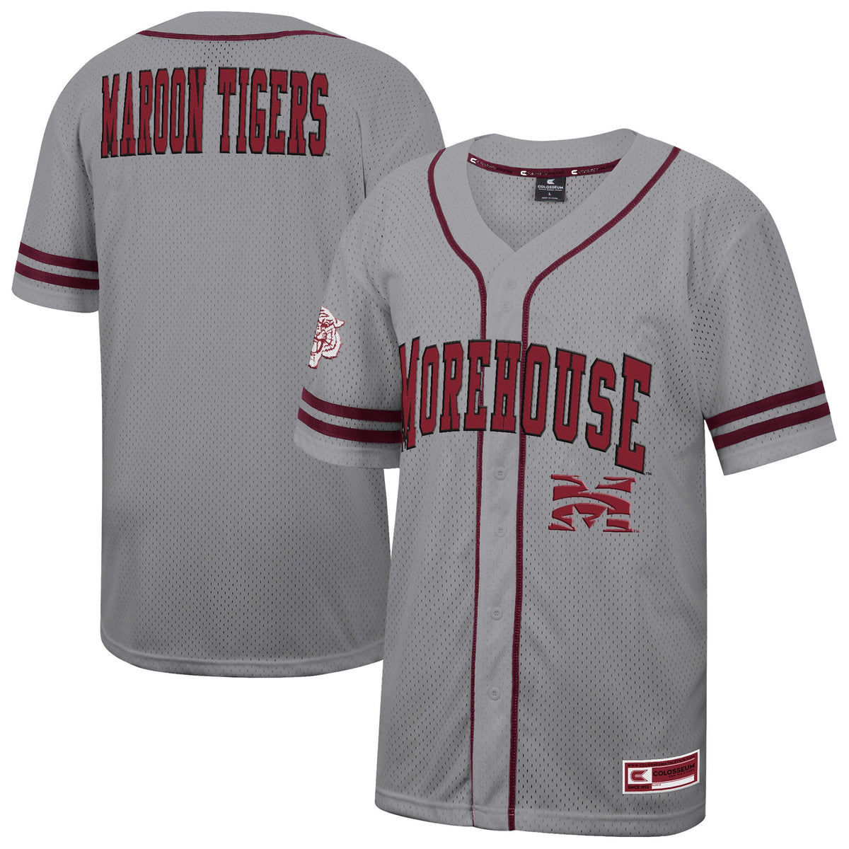 Morehouse Maroon Tigers Colosseum Free Spirited Baseball Jersey - Gray | Stitched College Jersey TJS74056