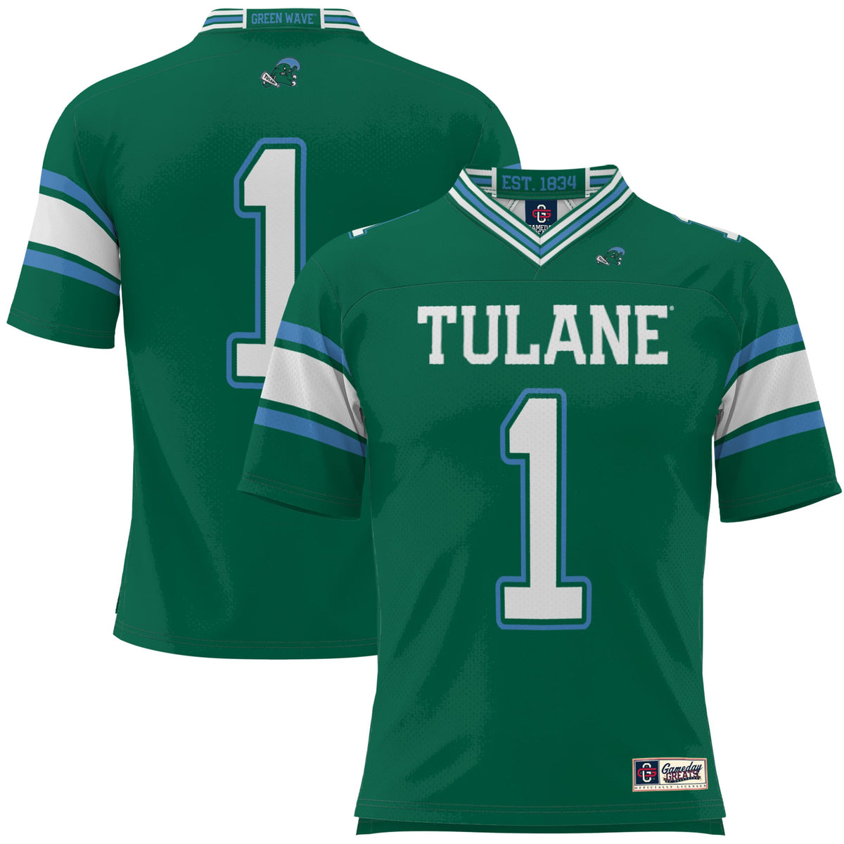 #1 Tulane Green Wave GameDay Greats Football Jersey - Green | Stitched College Jersey TJS74062