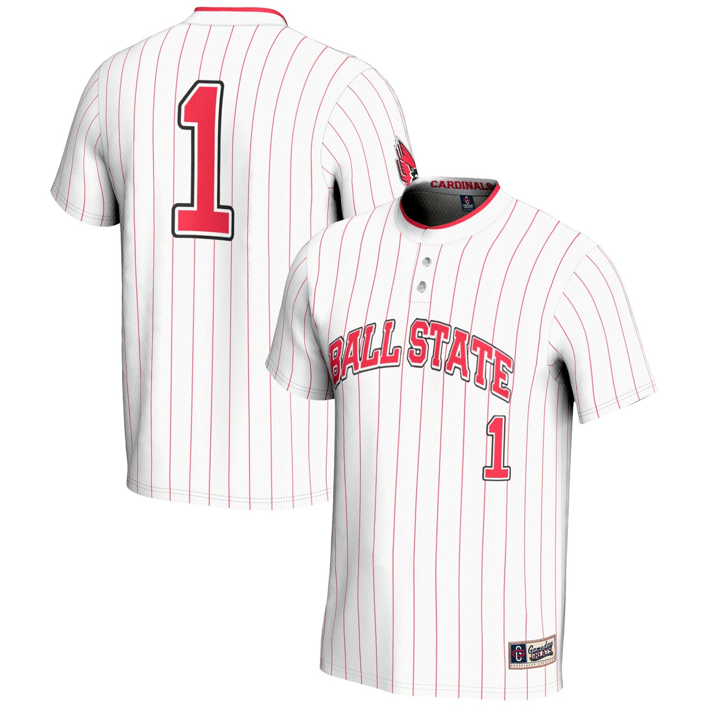 #1 Ball State Cardinals GameDay Greats Unisex Lightweight Softball Jersey - White | Stitched College Jersey TJS74164