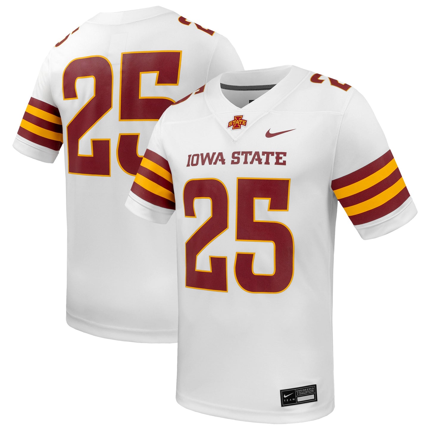 #25 Iowa State Cyclones Game Football Jersey - White | Stitched College Jersey TJS74409