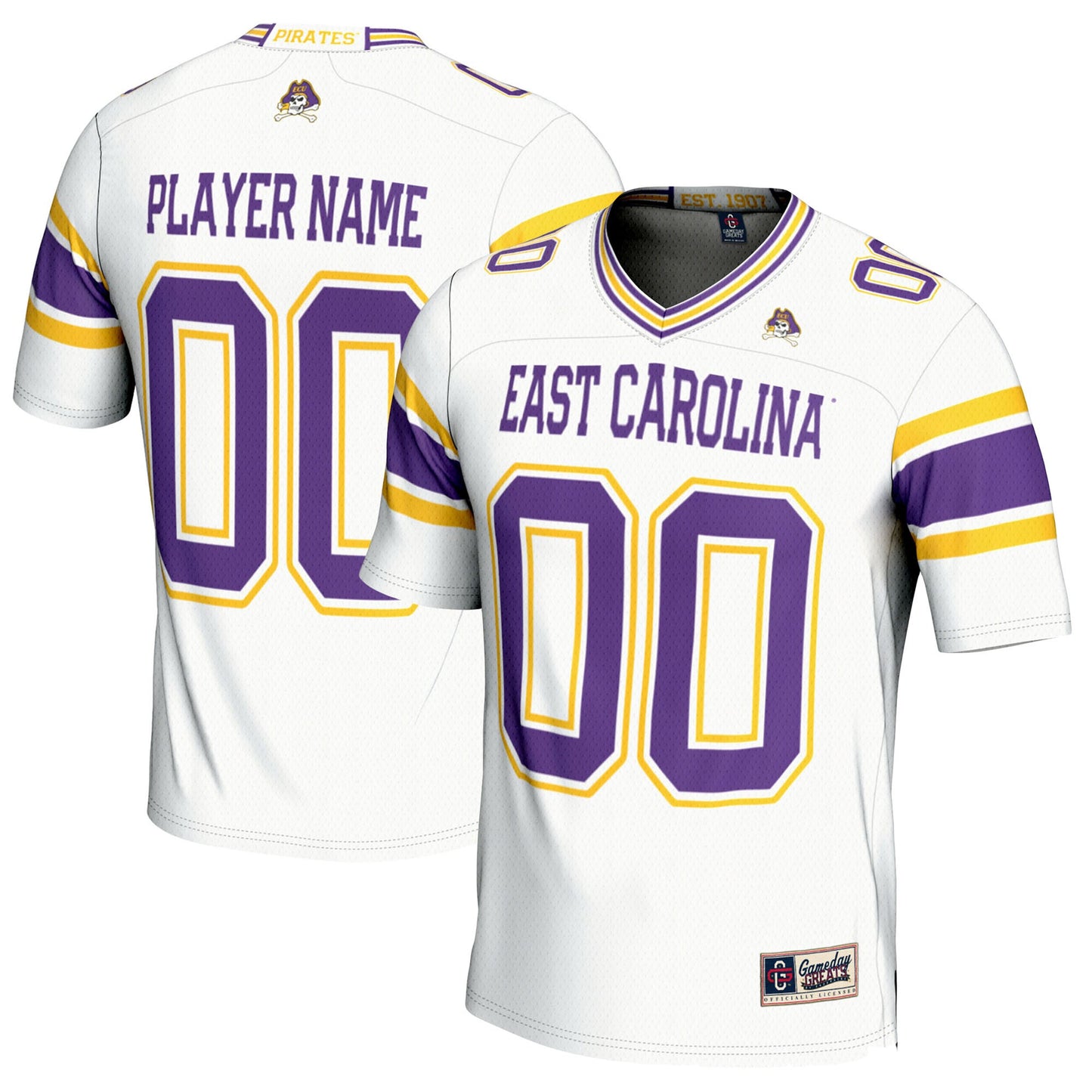 ECU Pirates GameDay Greats Pick-A-Player Football Jersey - White | Stitched College Jersey TJS74413