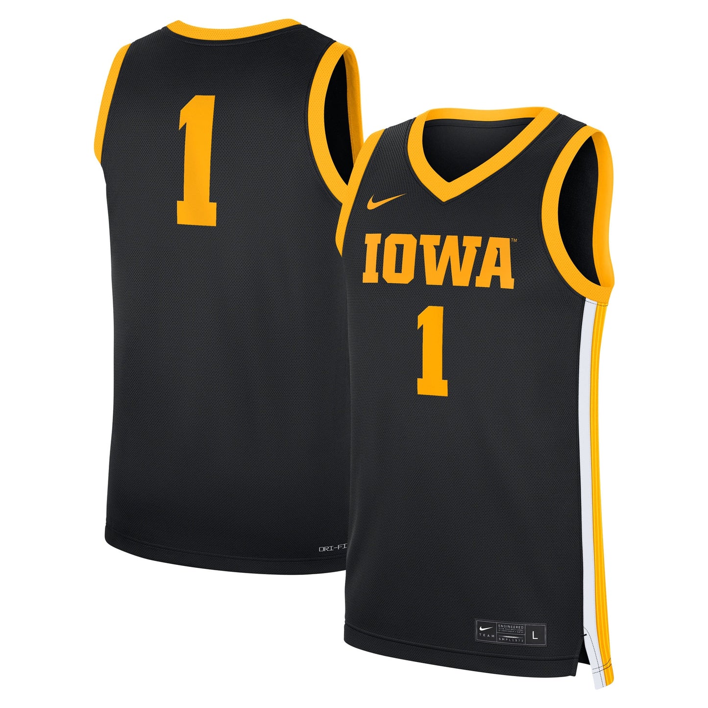 #1 Iowa Hawkeyes Road Replica Jersey - Black | Stitched College Jersey TJS74891