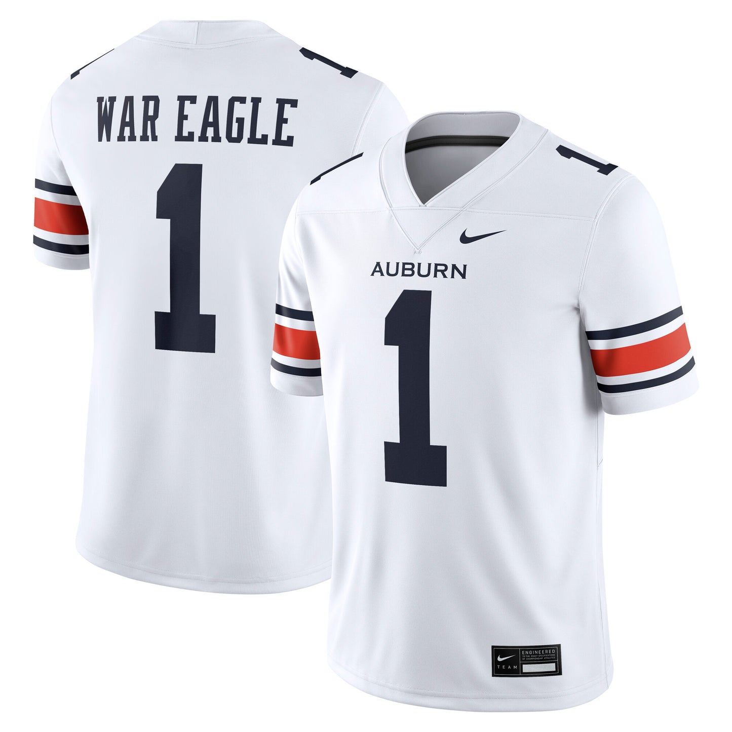 Auburn Tigers Away Football Game Jersey - White | Stitched College Jersey TJS74859