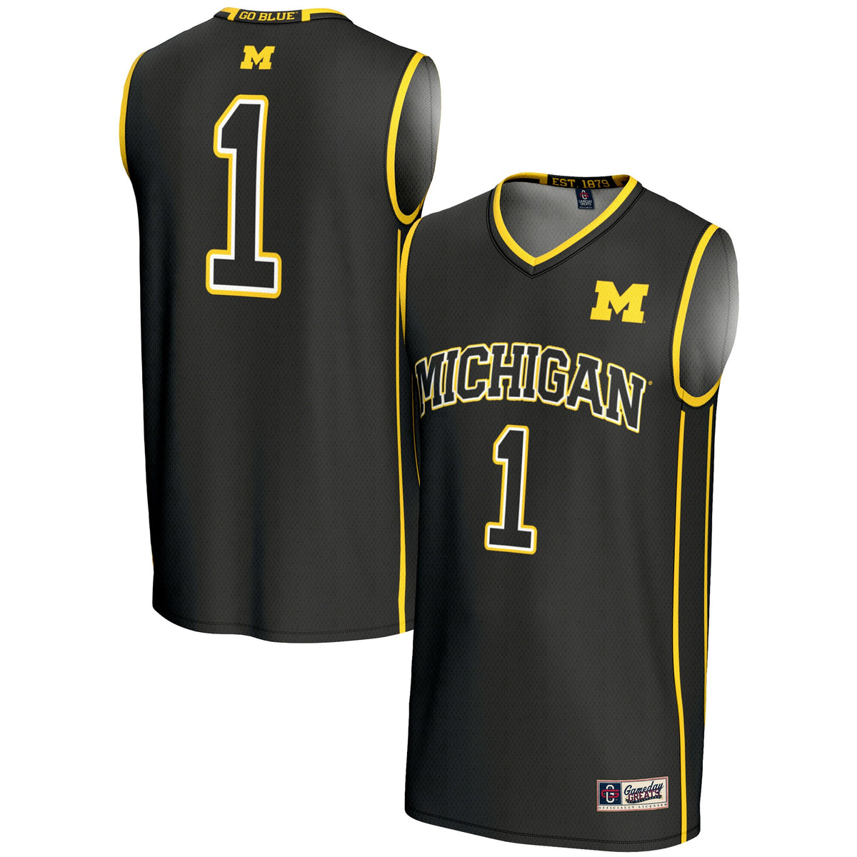 #1 Michigan Wolverines GameDay Greats Unisex Lightweight Basketball Jersey - Black | Stitched College Jersey TJS74683