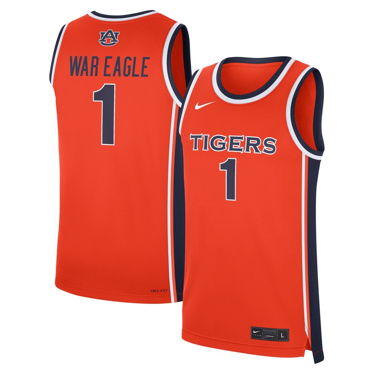 Auburn Tigers #1 Alternate War Eagle Replica Basketball Jersey - Orange | Stitched College Jersey TJS74819