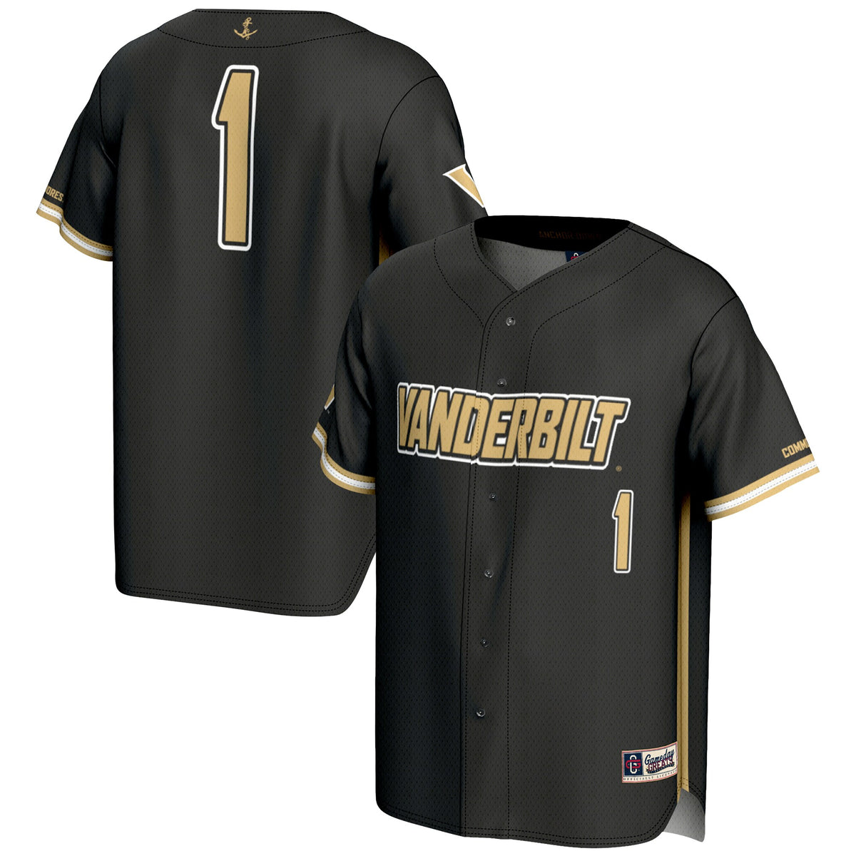#1 Vanderbilt Commodores GameDay Greats Lightweight Baseball Jersey - Black | Stitched College Jersey TJS75104