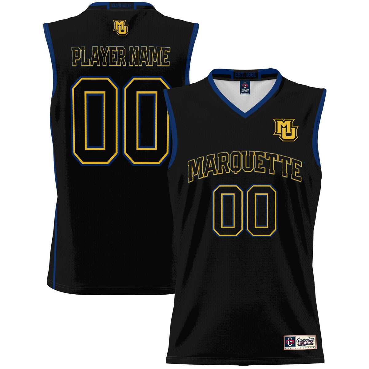 Marquette Golden Eagles GameDay Greats Unisex Lightweight Pick-A-Player Women's Basketball Jersey - Black | Stitched College Jersey TJS75397