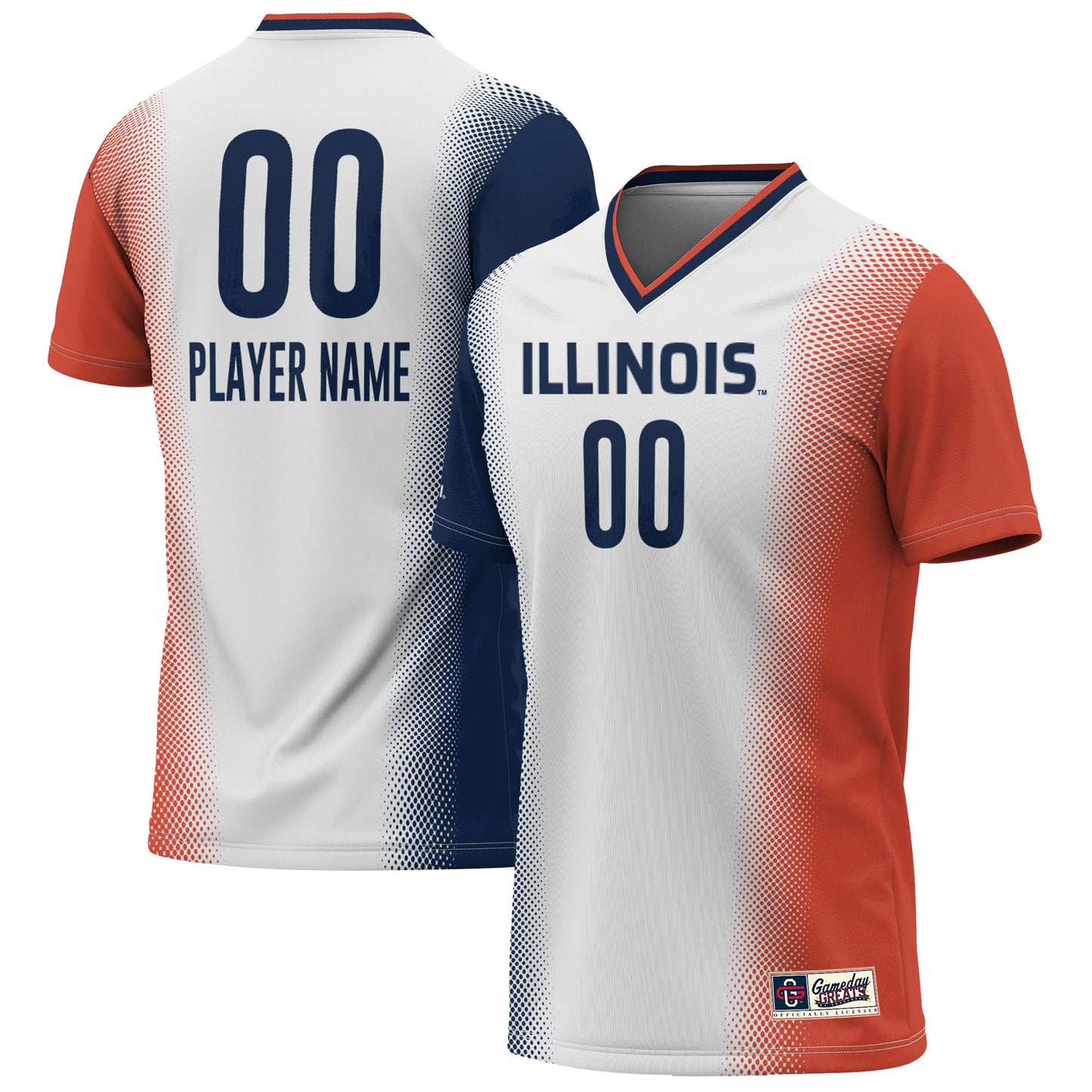 Illinois Fighting Illini GameDay Greats Unisex Pick-A-Player Lightweight Soccer Jersey - White | Stitched College Jersey TJS75072