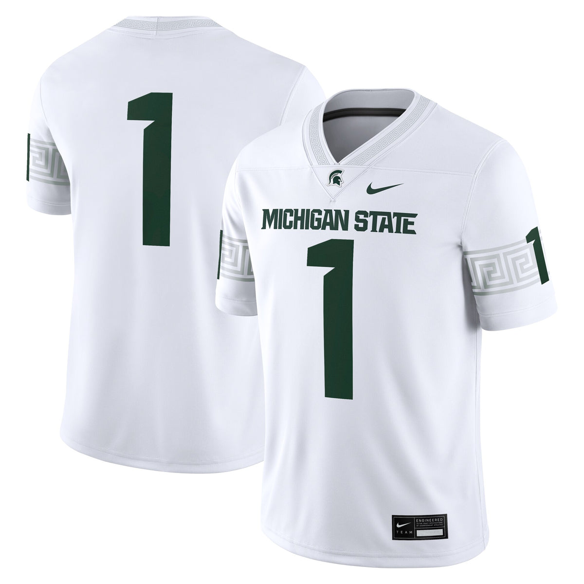 #1 Michigan State Spartans Game Jersey - White | Stitched College Jersey TJS75263