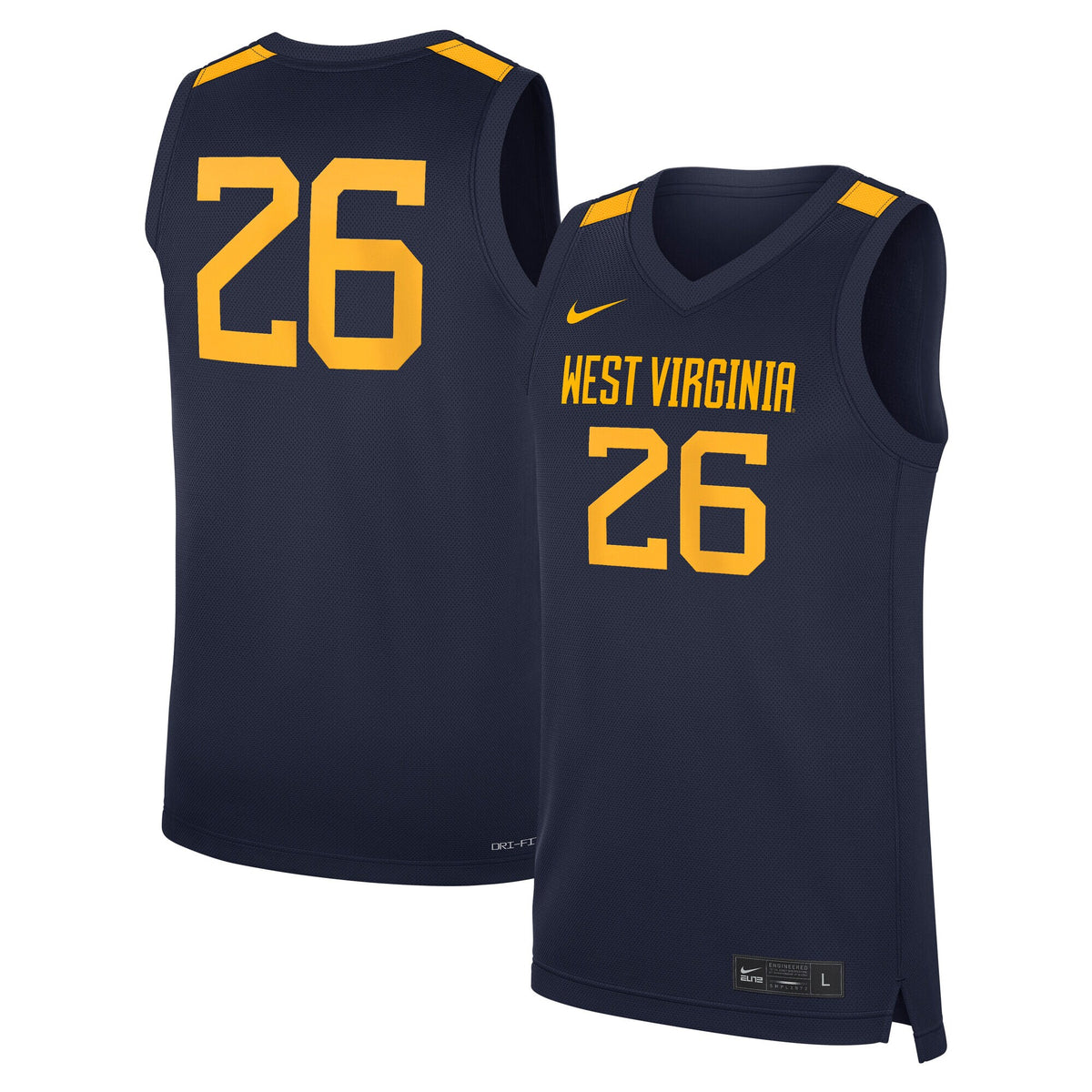 #26 West Virginia Mountaineers Road Replica Basketball Jersey - Navy | Stitched College Jersey TJS75341