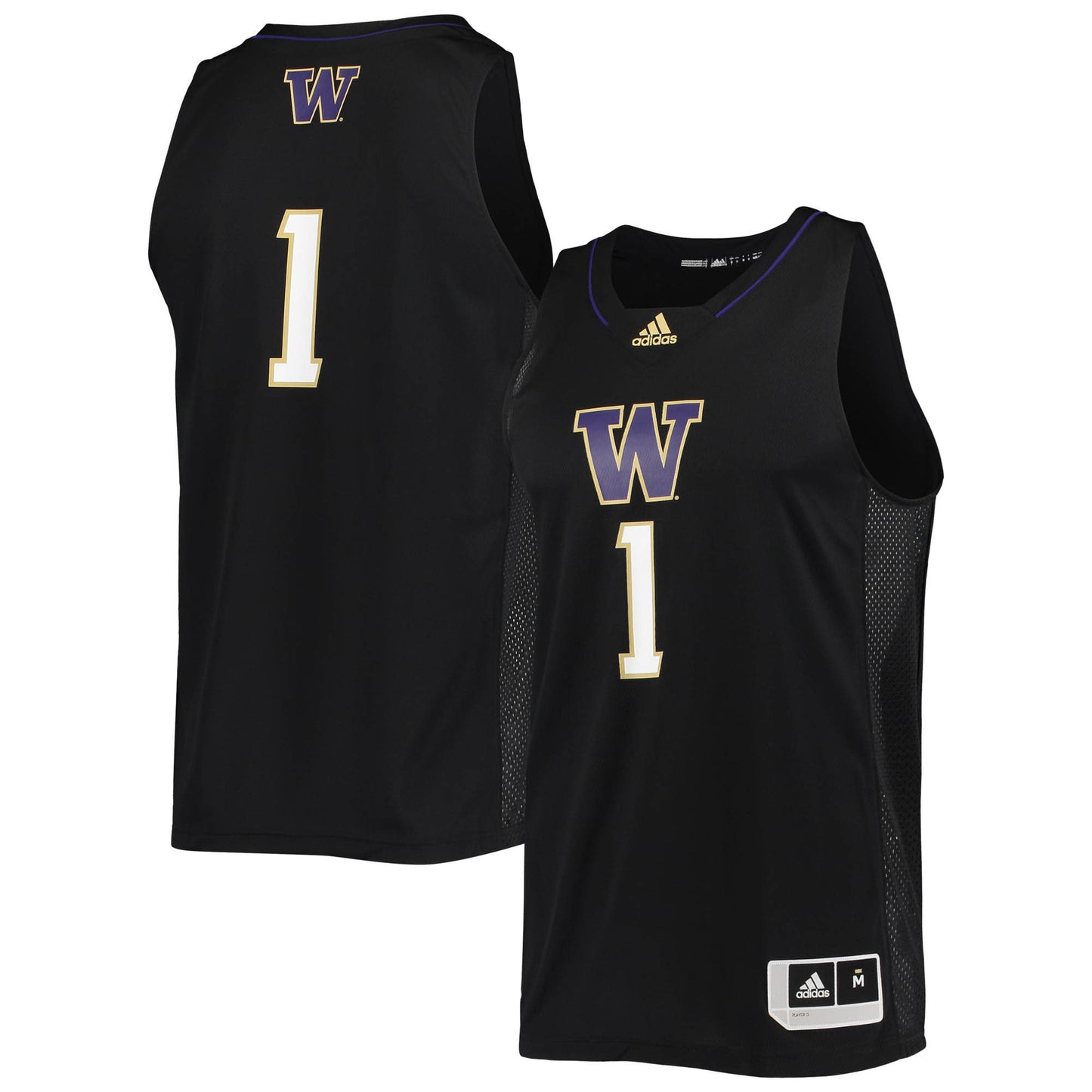 #1 Washington Huskies Swingman Basketball Jersey - Black | Stitched College Jersey TJS76010