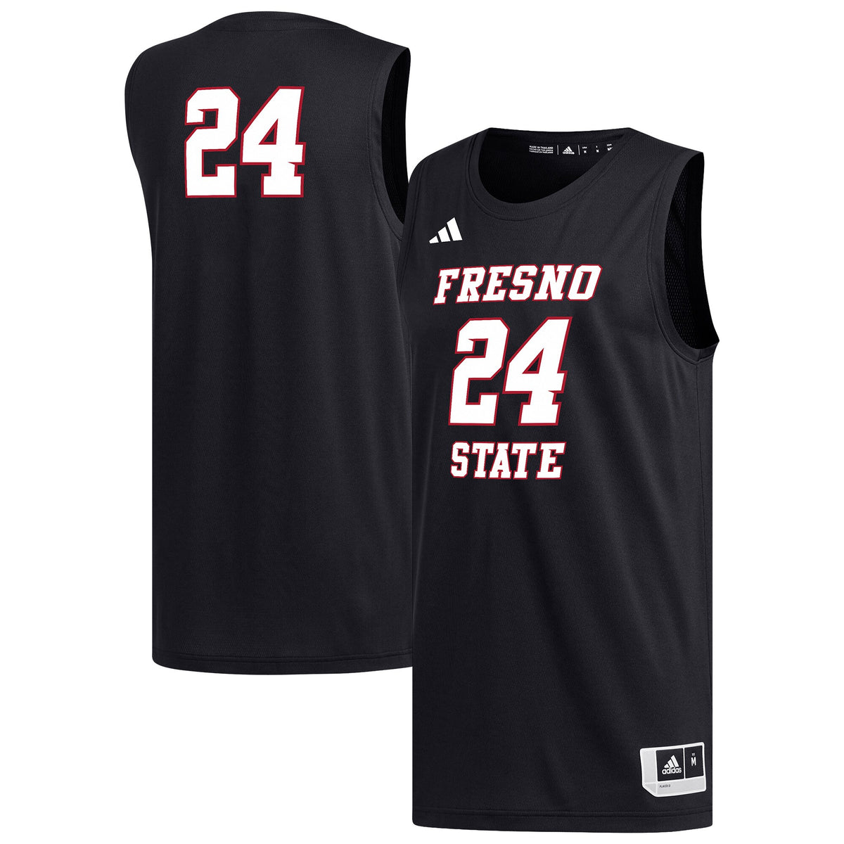 #24 Fresno State Bulldogs Replica Basketball Jersey - Black | Stitched College Jersey TJS75791