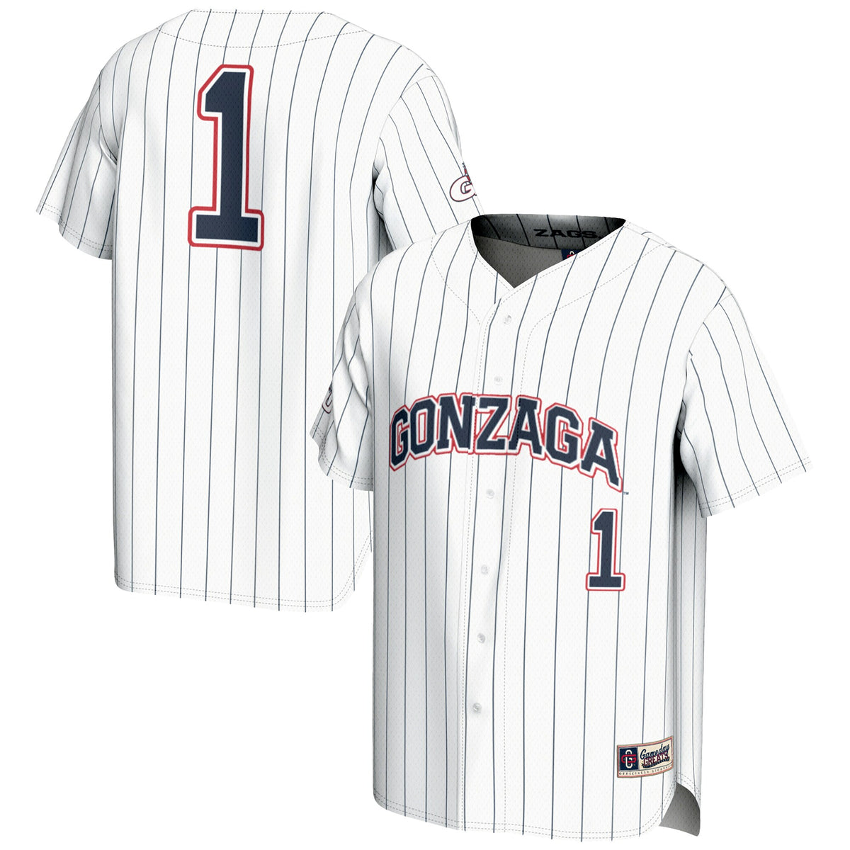 #1 Gonzaga Bulldogs GameDay Greats Lightweight Baseball Jersey - White | Stitched College Jersey TJS75715