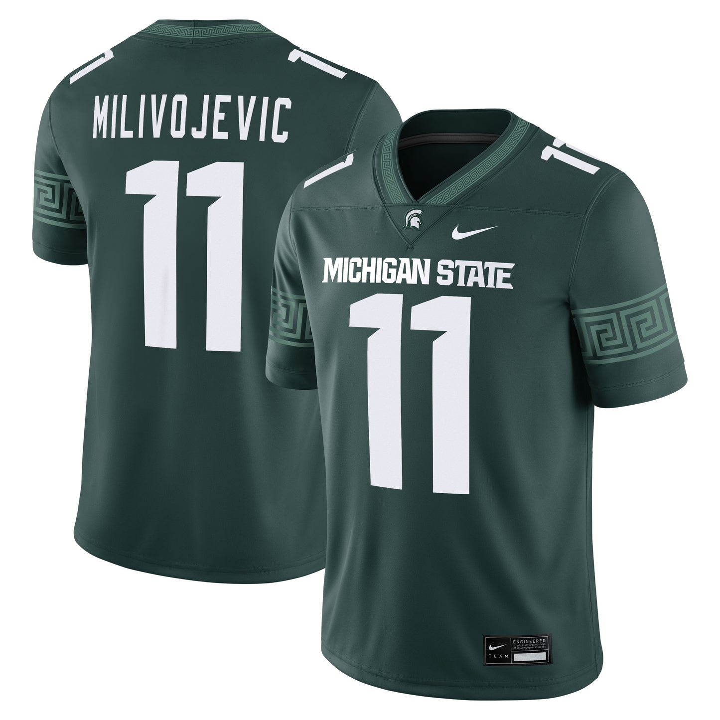Alessio Milivojevic Michigan State Spartans Game Football Jersey - Green | Stitched College Jersey TJS76029